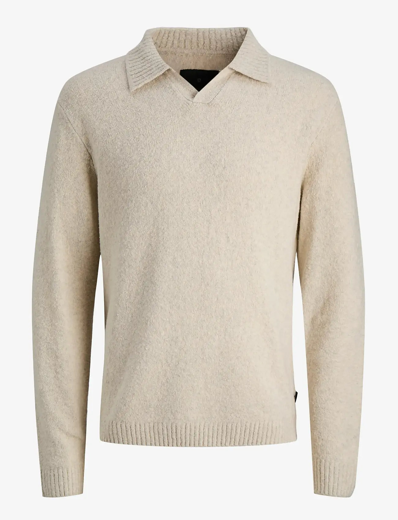 Jack & Jones - JPRBLAMAVERICK KNIT SPLIT NECK STYD AW25 - pikkade varrukatega kootud polosärgid - silver lining - 1