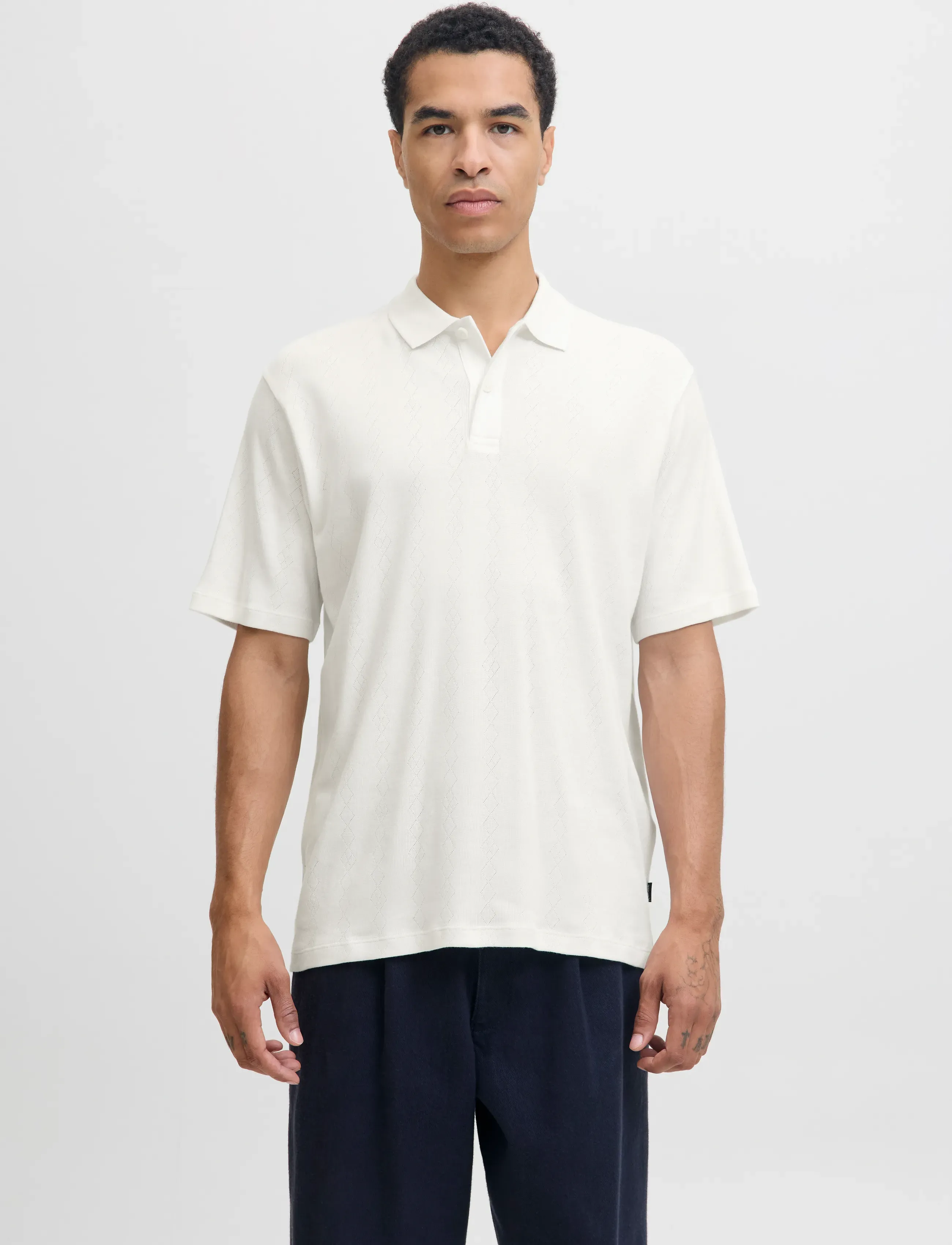 Jack & Jones JPRBLAROMAN SS POLO STYD AW25 - Pikéer - CLOUD DANCER / white