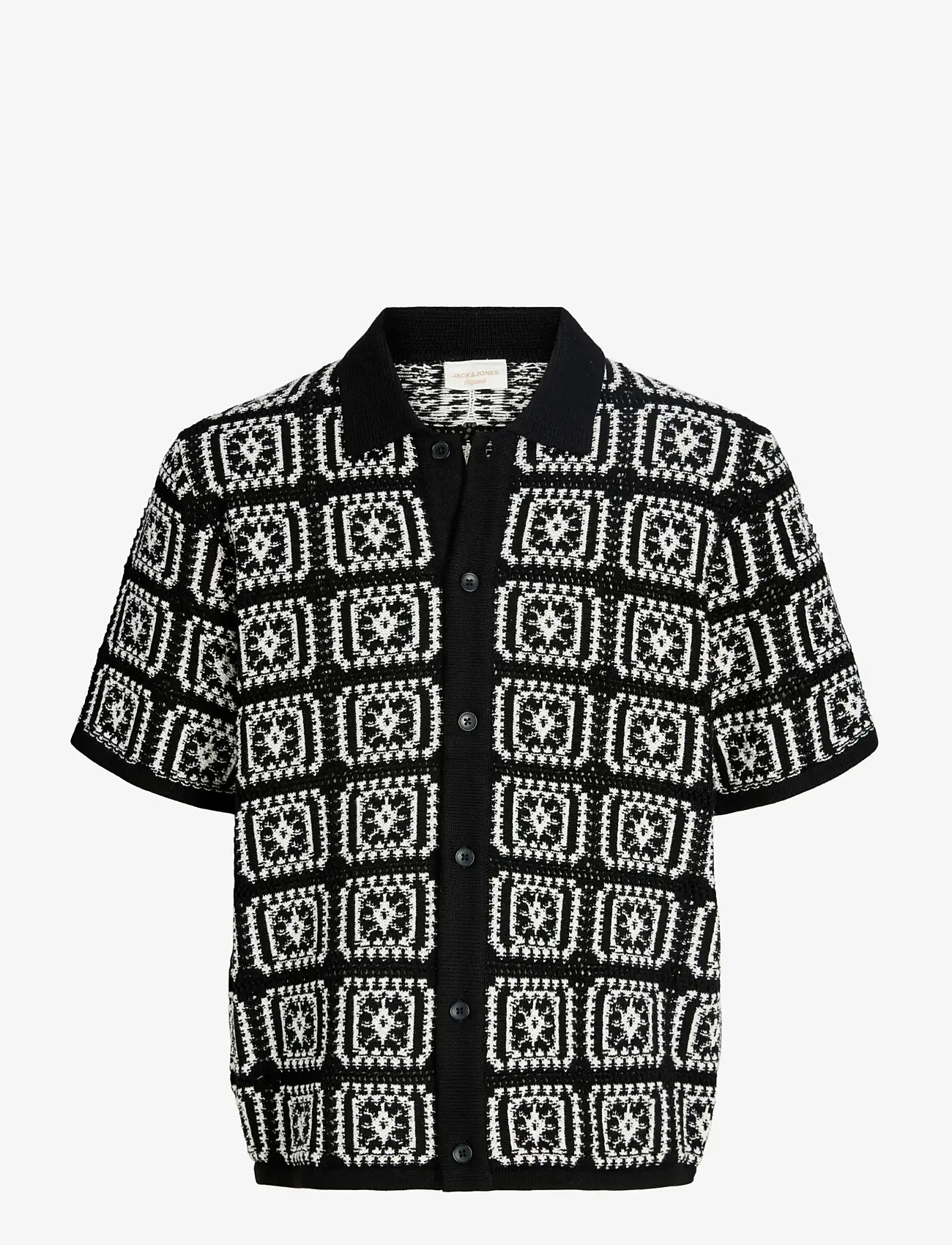 Jack & Jones - JORCOLIN KNIT CROCHET POLO STYD AW25 - gestrickte polohemden - black - 1