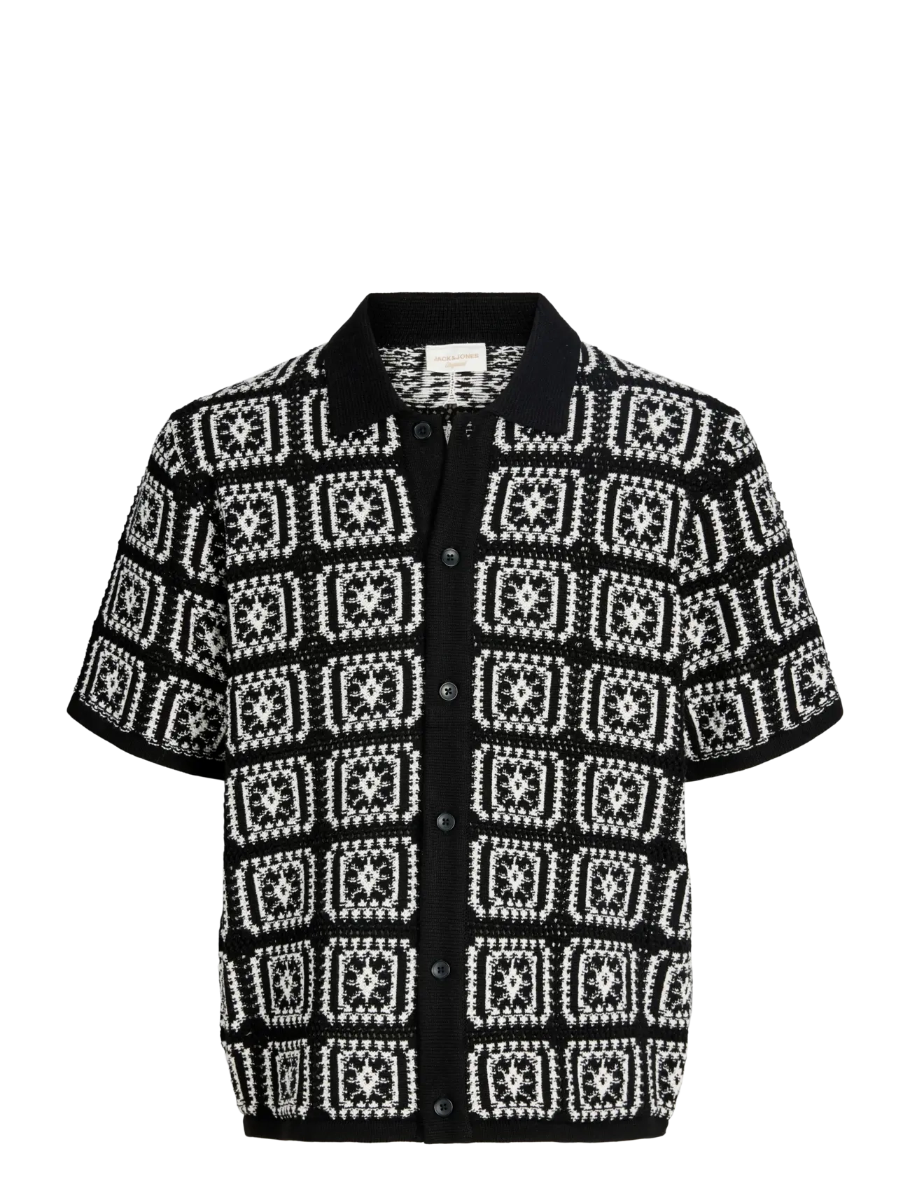 Jack & Jones JORCOLIN KNIT CROCHET POLO STYD AW25 - Jack & Jones - BLACK / black