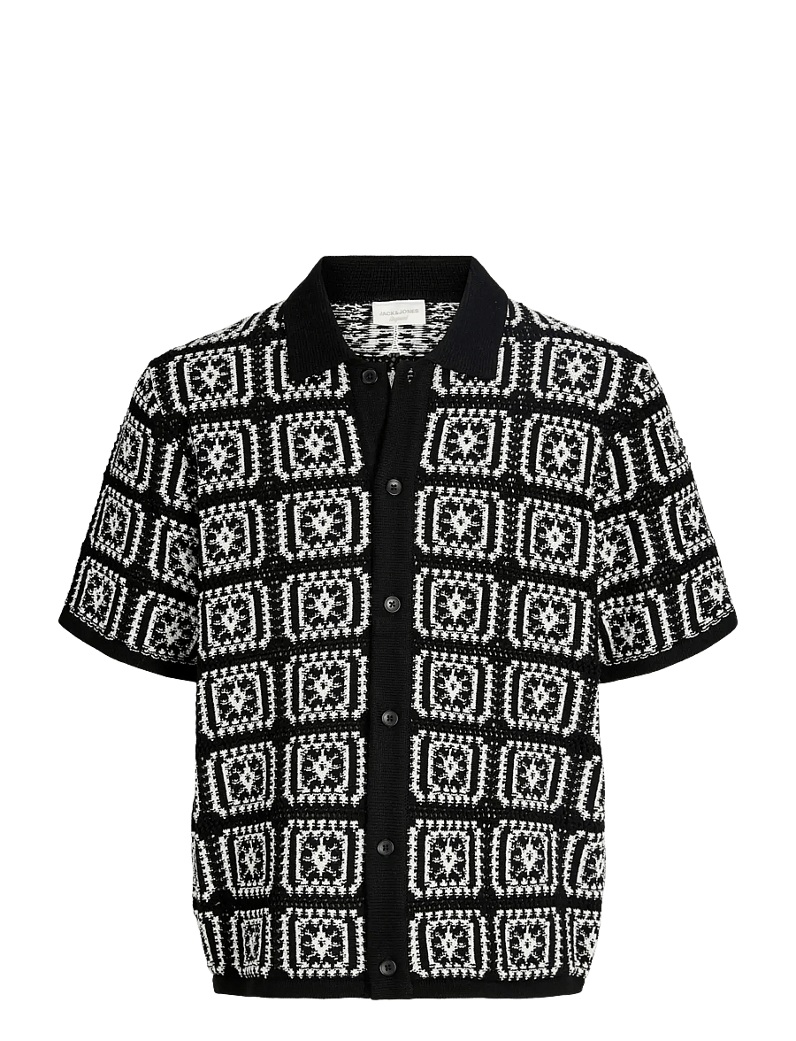 Jack & Jones - JORCOLIN KNIT CROCHET POLO STYD AW25 - polostrik - black - 1