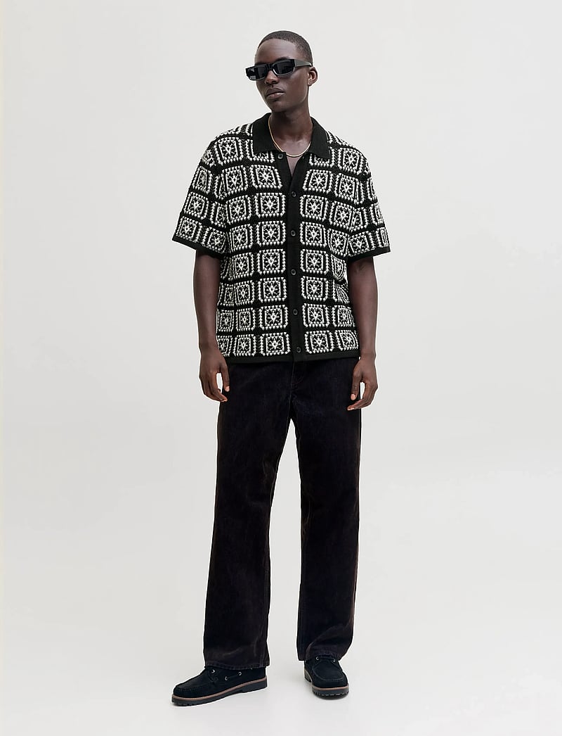 Jack & Jones - JORCOLIN KNIT CROCHET POLO STYD AW25 - gestrickte polohemden - black - 3