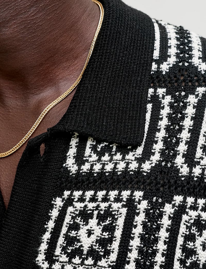 Jack & Jones - JORCOLIN KNIT CROCHET POLO STYD AW25 - gestrickte polohemden - black - 4