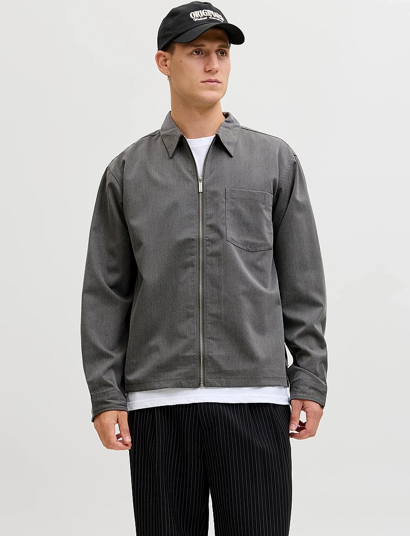 Jack & Jones - JORPARTY ZIP OVERSHIRT LS STYD AW25 - herbstjacken - grey melange - 0