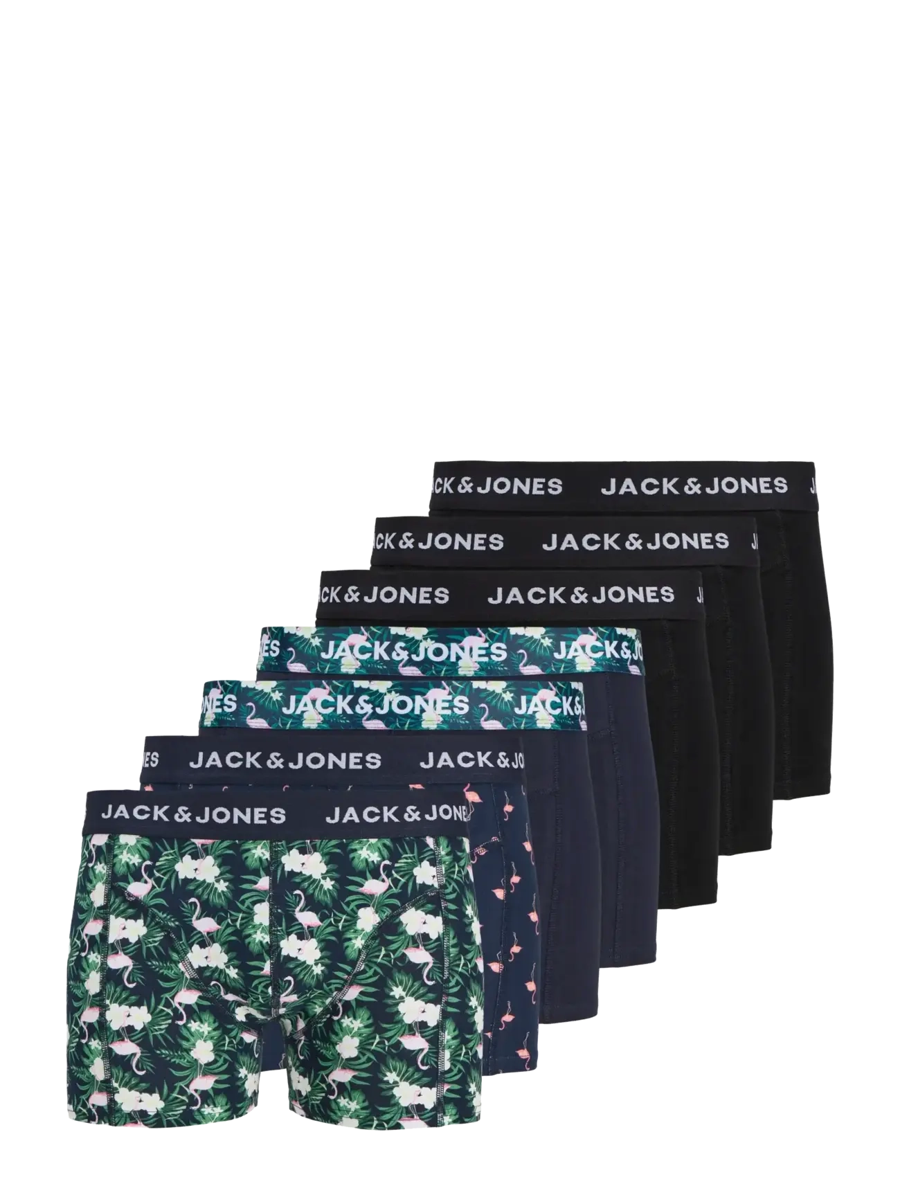JACK & JONES Jacflamingo Flower Trunks 7 Pack Schwarz - XXL - Herren