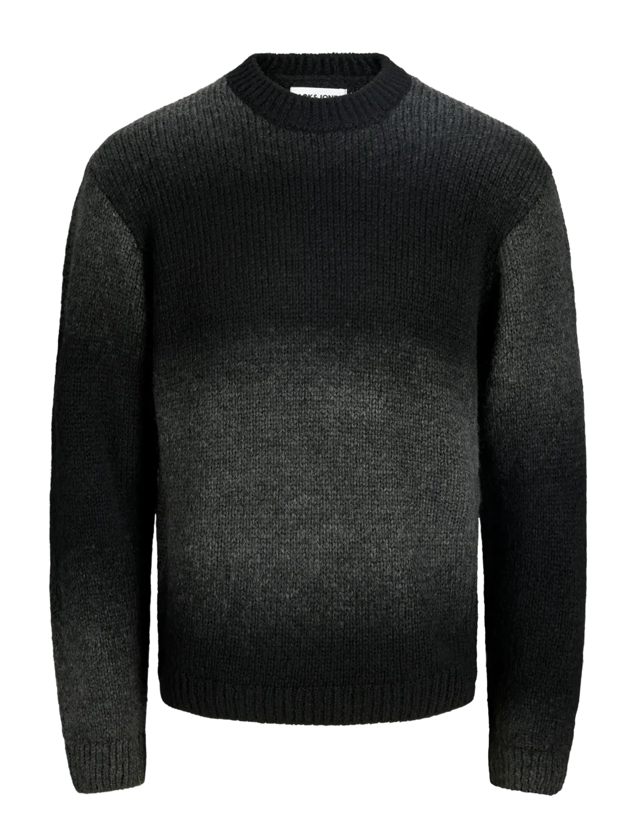 Jack & Jones JCOFADE SPACE DYE CREW NECK STYD AW25 - Strickmode - ASPHALT / black