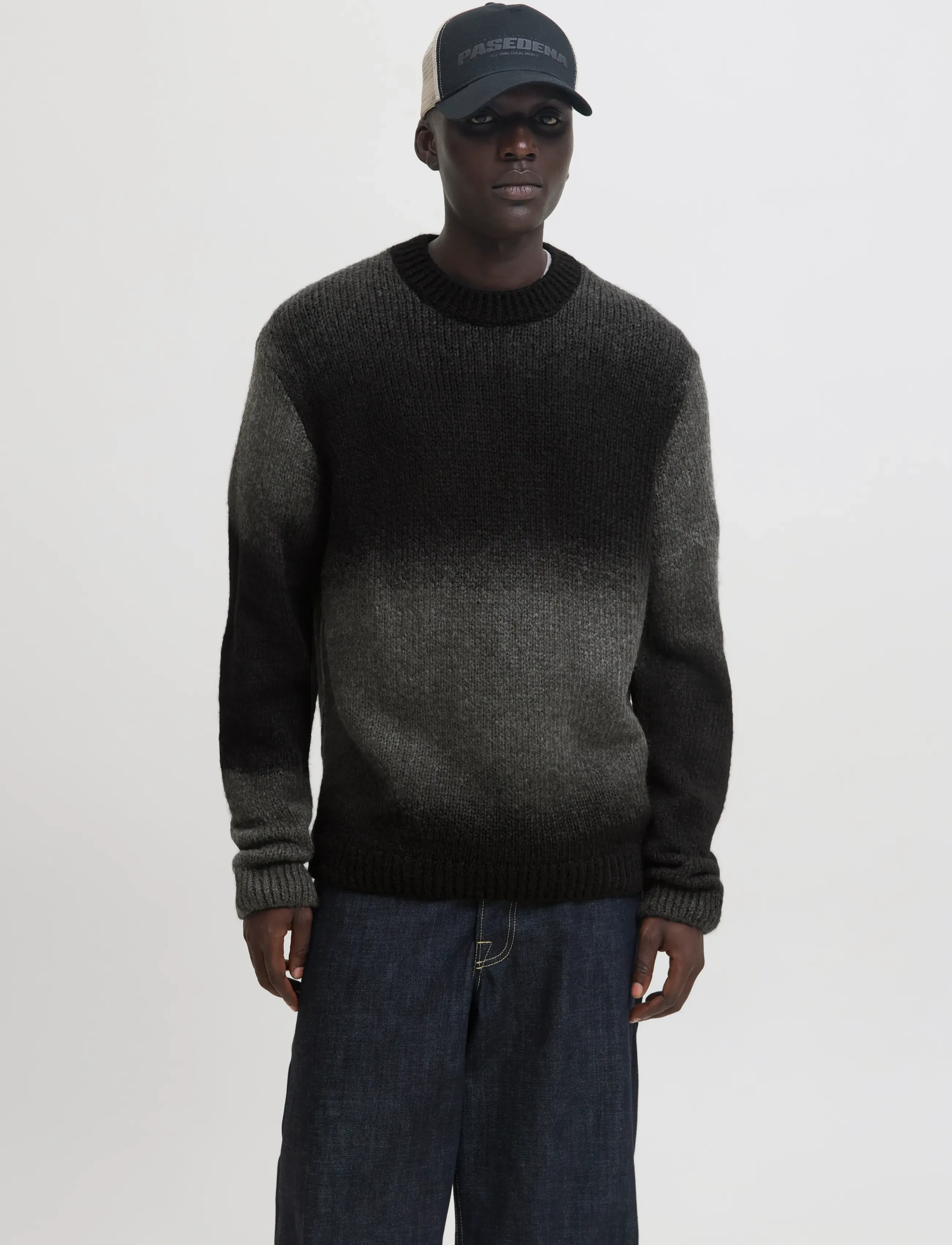 Jack & Jones Jcofade Space Dye Crew Neck Styd Aw25, S, Knitwear, Schwarz - Round Necks, Männerswear