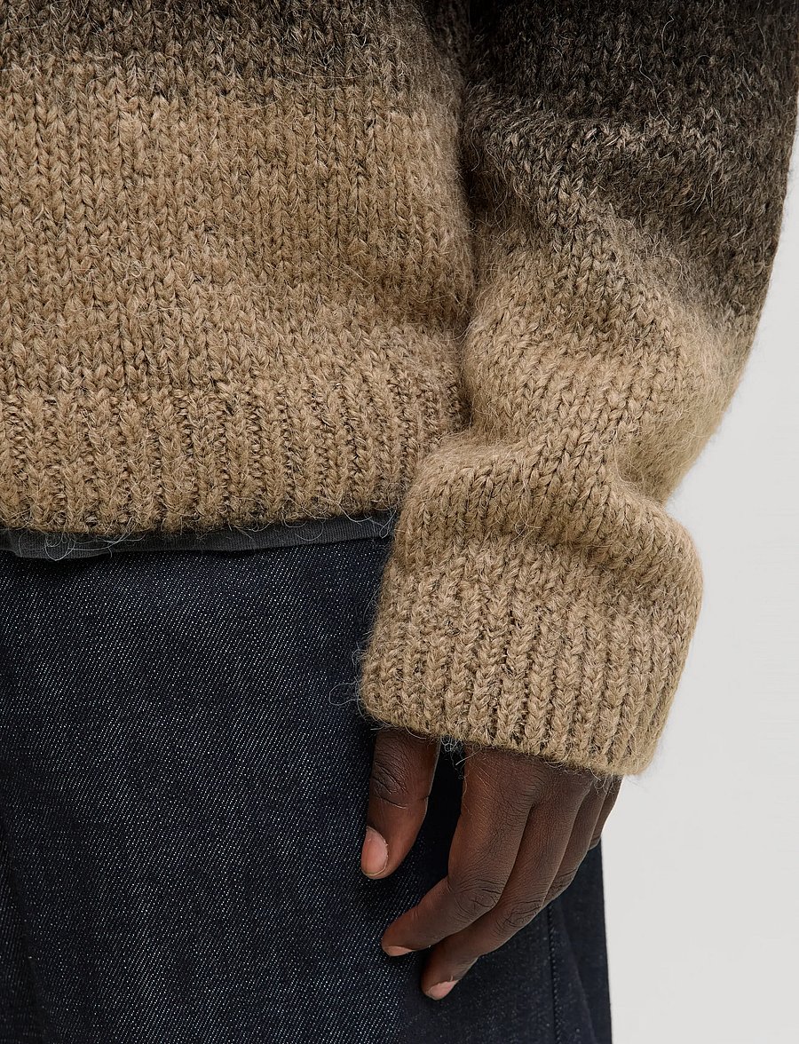Jack & Jones - JCOFADE SPACE DYE CREW NECK STYD AW25 - okrągły dekolt - crockery - 3