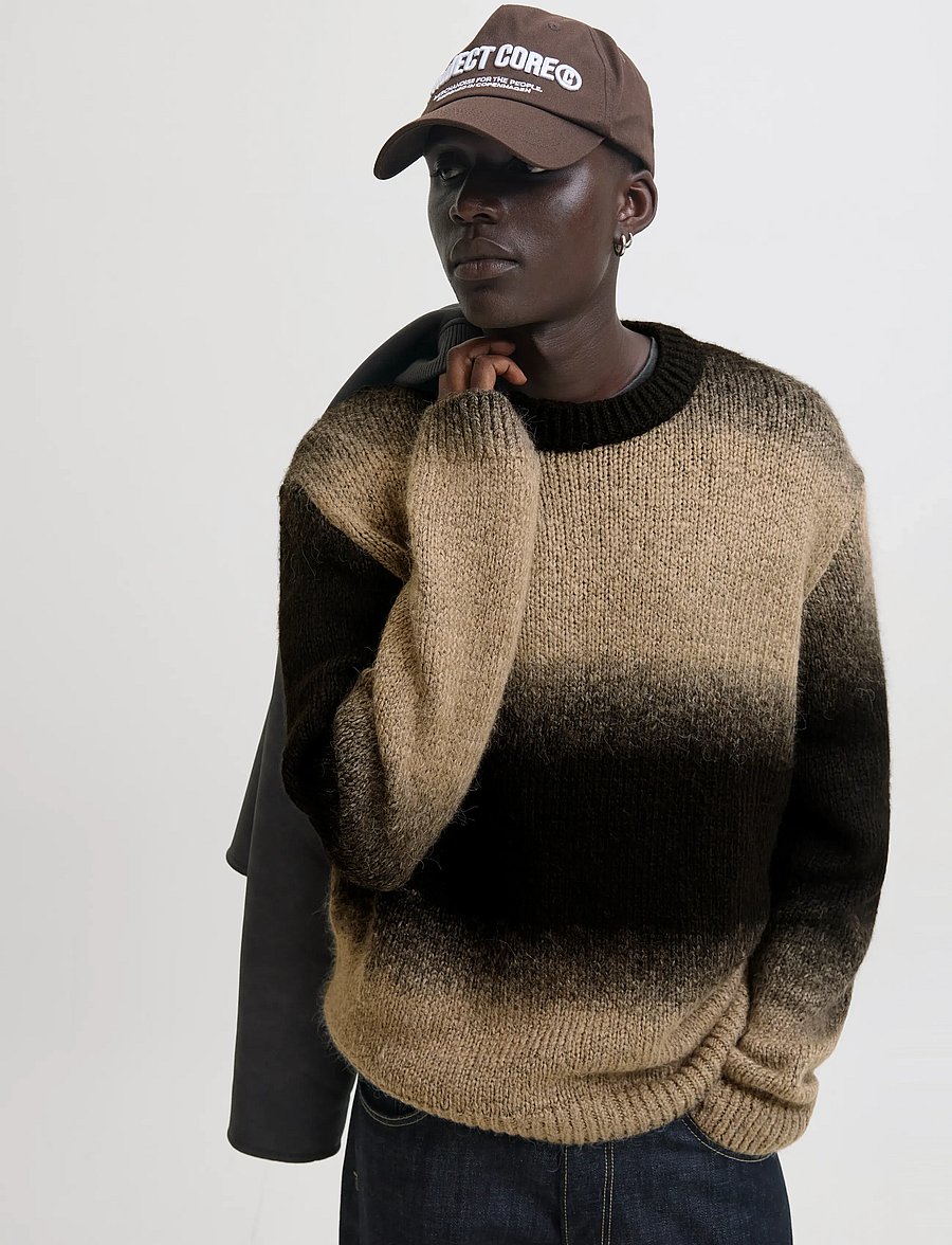 Jack & Jones - JCOFADE SPACE DYE CREW NECK STYD AW25 - okrągły dekolt - crockery - 4
