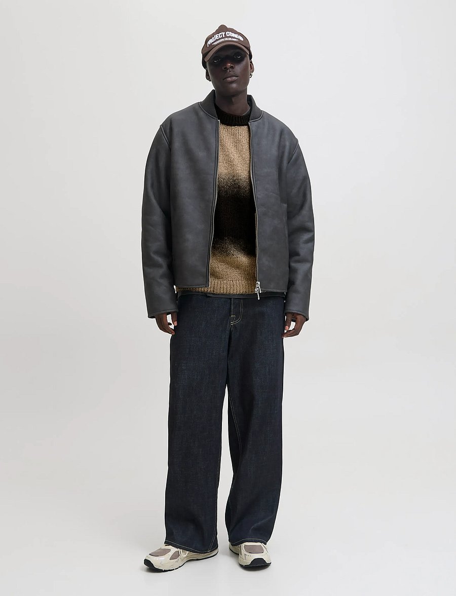 Jack & Jones - JCOFADE SPACE DYE CREW NECK STYD AW25 - okrągły dekolt - crockery - 5