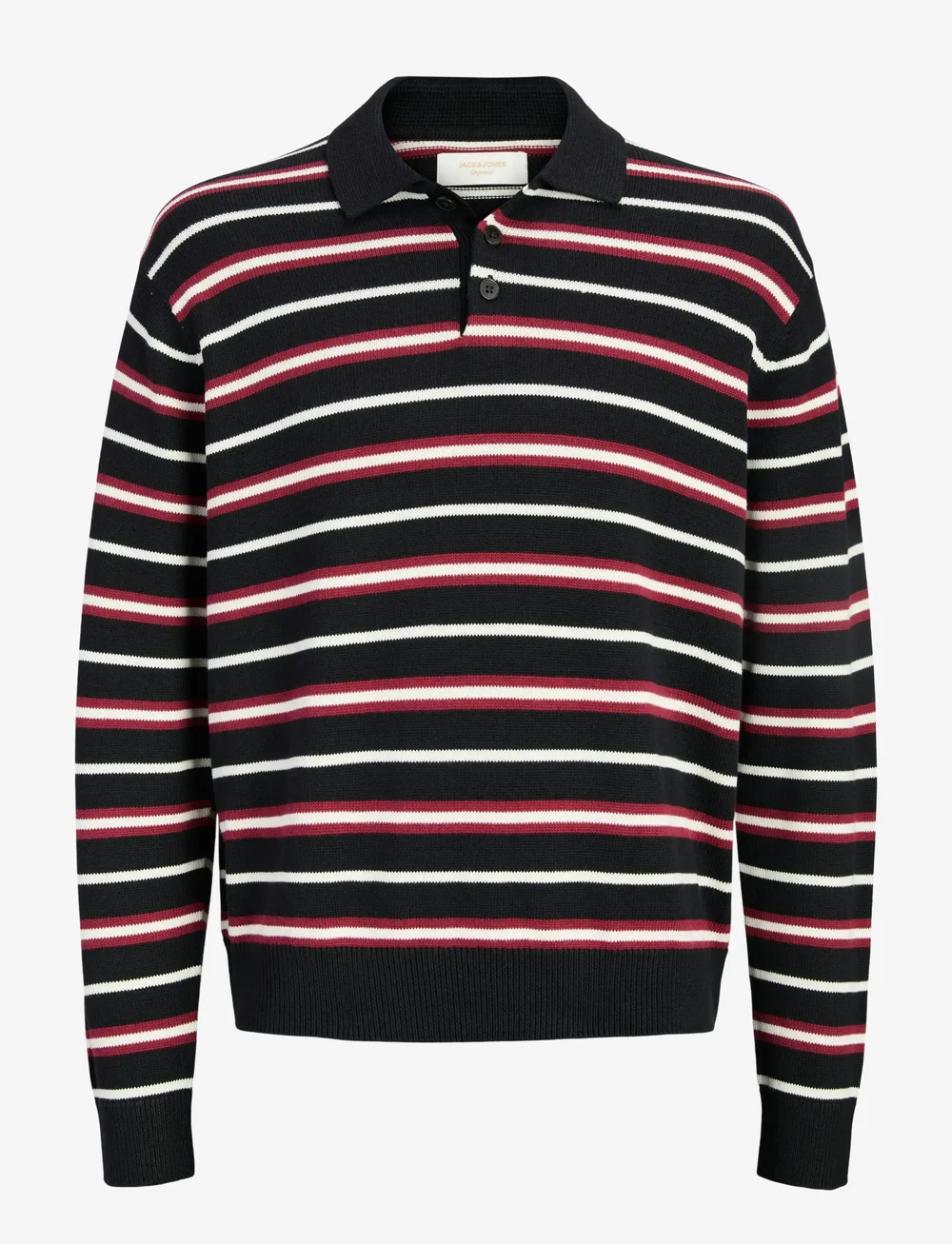 Jack & Jones - JORARGOS KNIT STRIPE POLO STYD AW25 - polostrik - black - 1