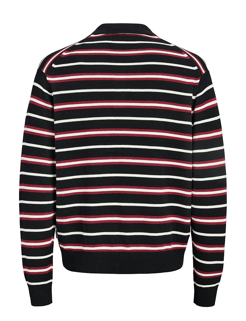 Jack & Jones - JORARGOS KNIT STRIPE POLO STYD AW25 - langärmelige gestrickte polohemden - black - 2