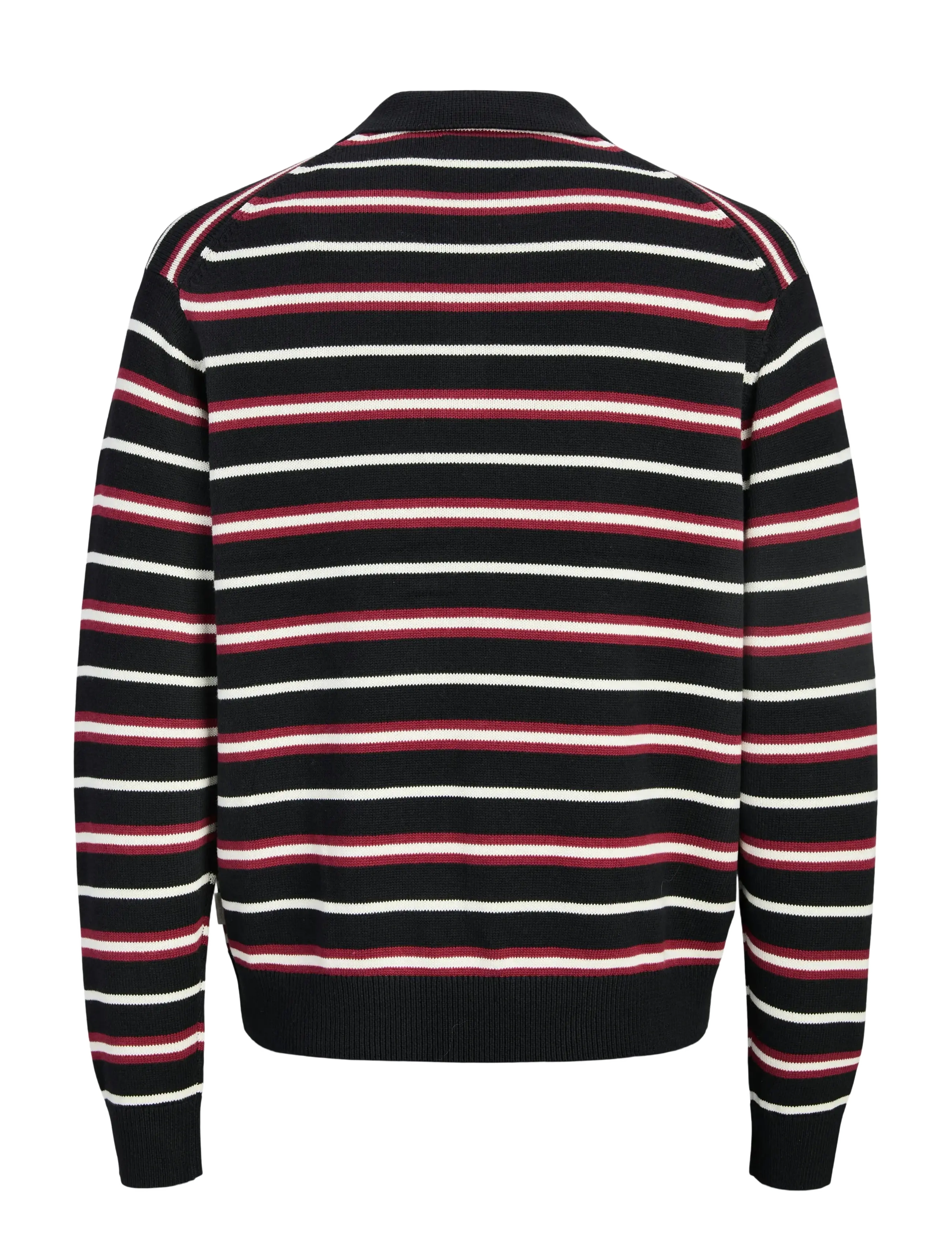 Jack & Jones - JORARGOS KNIT STRIPE POLO STYD AW25 - long-sleeved knitted polos - black - 2