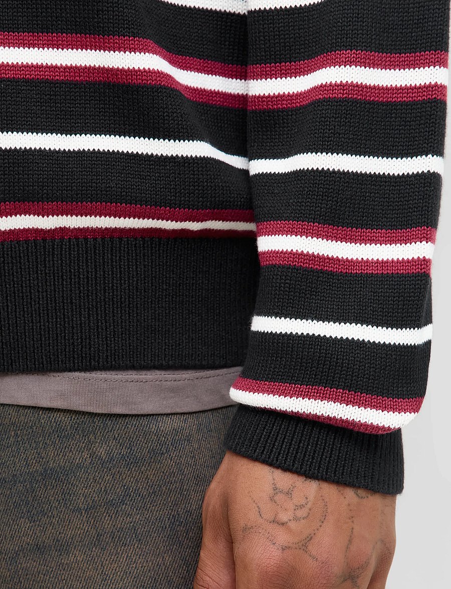 Jack & Jones - JORARGOS KNIT STRIPE POLO STYD AW25 - långärmade stickade pikétröjor - black - 4