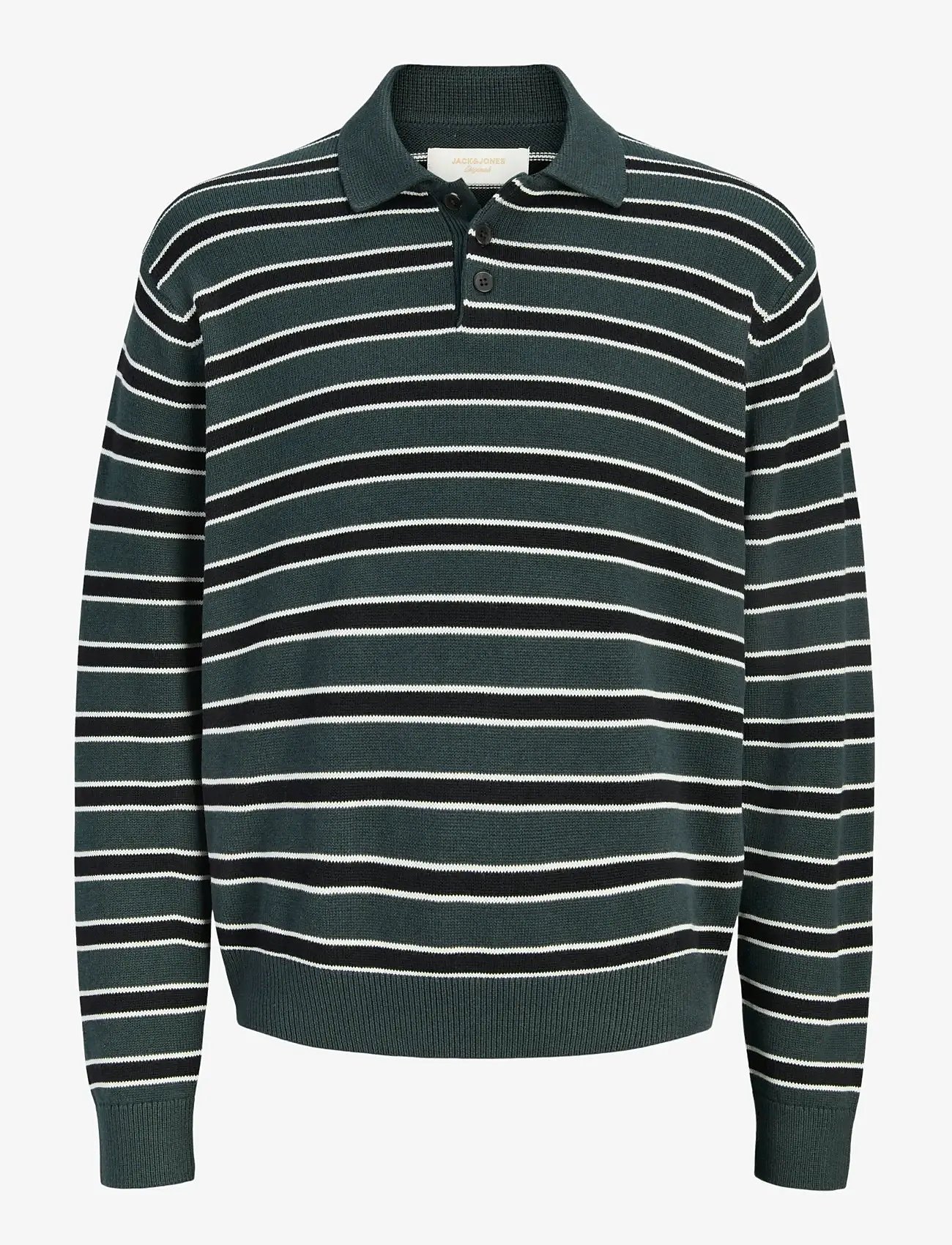 Jack & Jones - JORARGOS KNIT STRIPE POLO STYD AW25 - polostrik - forest river - 1