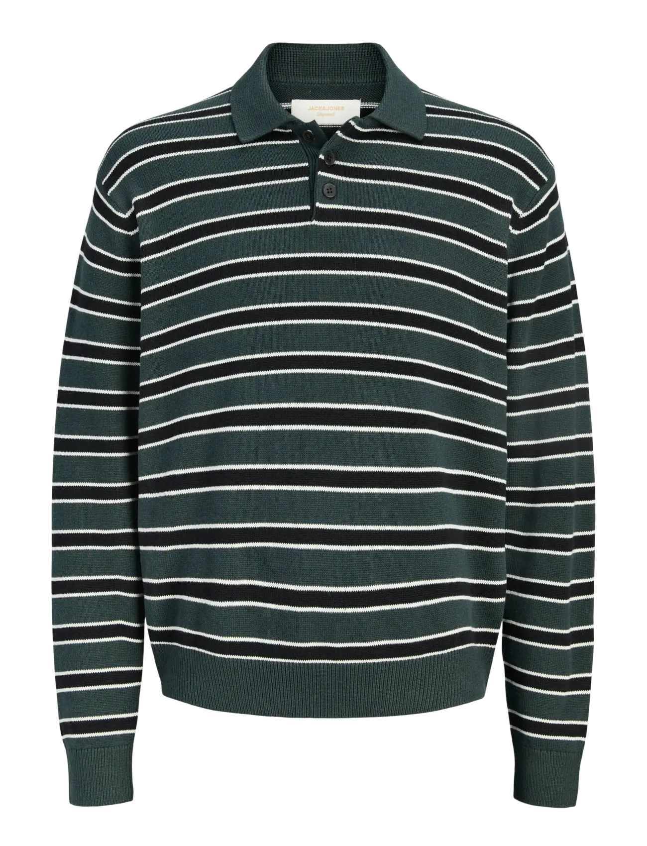 Jack & Jones JORARGOS KNIT STRIPE POLO STYD AW25 - Strickmode - FOREST RIVER / green