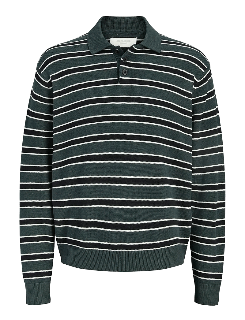 Jack & Jones - JORARGOS KNIT STRIPE POLO STYD AW25 - polostrik - forest river - 1