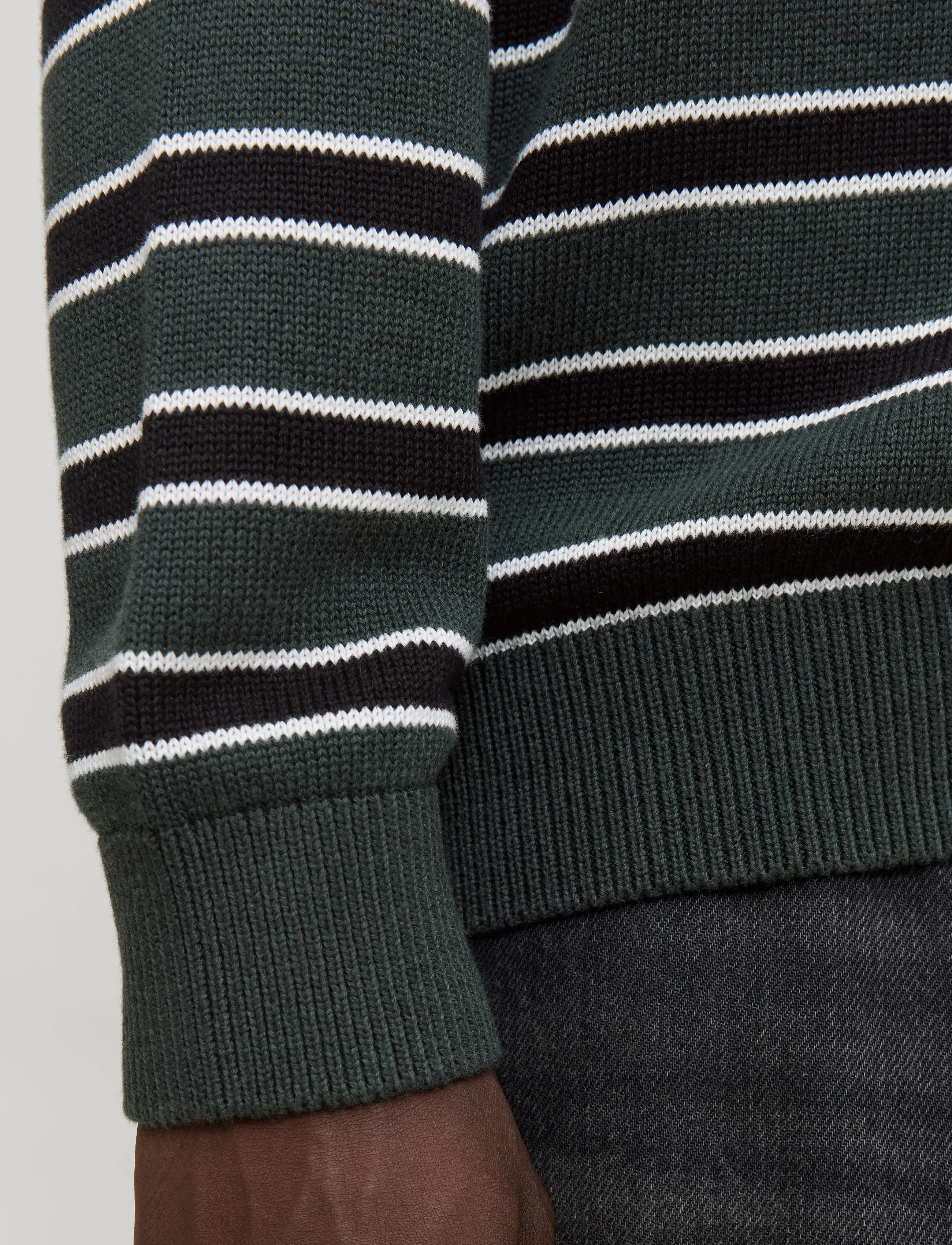 Jack & Jones - JORARGOS KNIT STRIPE POLO STYD AW25 - poloer i strik med lange ærmer - forest river - 5