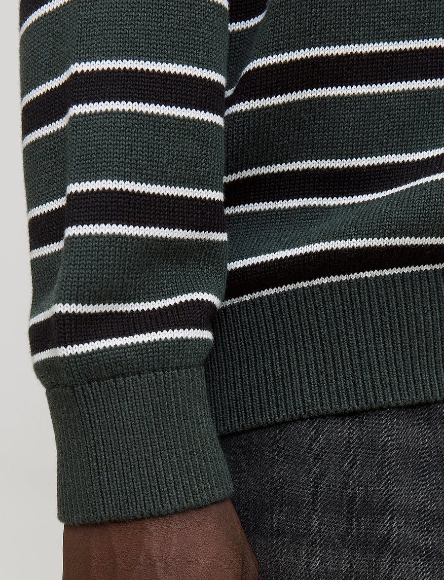 Jack & Jones - JORARGOS KNIT STRIPE POLO STYD AW25 - poloer i strik med lange ærmer - forest river - 5