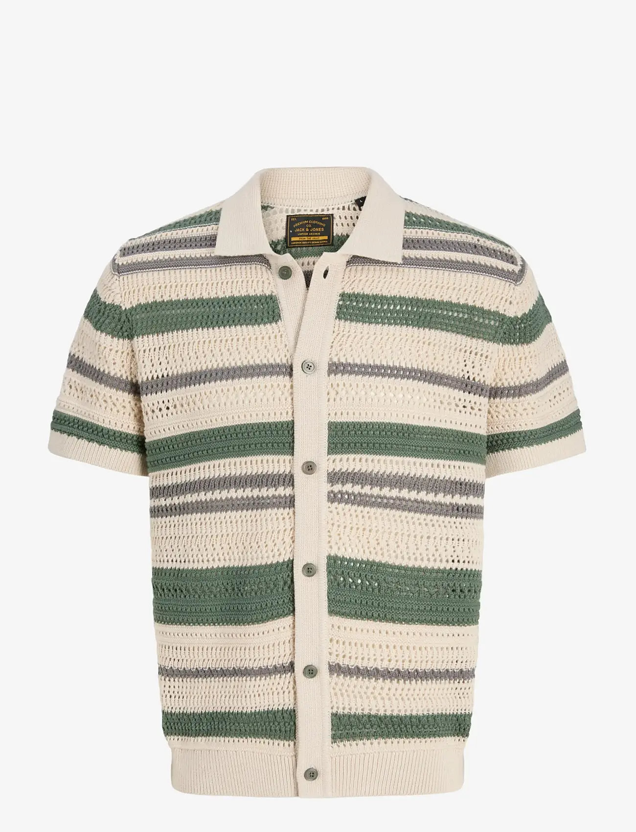 Jack & Jones - JPRBLUHAMILTON BUTTON THROUGH POLO SS - gestrickte polohemden - laurel wreath - 1