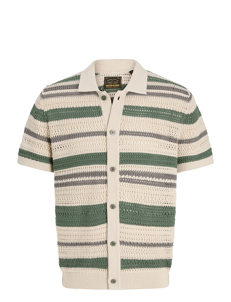 Jack & Jones - JPRBLUHAMILTON BUTTON THROUGH POLO SS - gestrickte polohemden - laurel wreath - 1