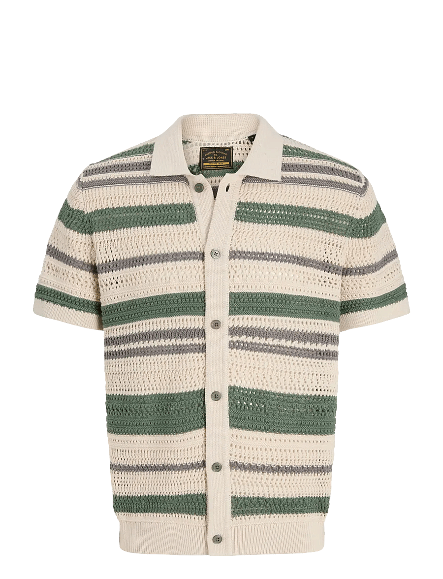 Jack & Jones - JPRBLUHAMILTON BUTTON THROUGH POLO SS - gestrickte polohemden - laurel wreath - 1