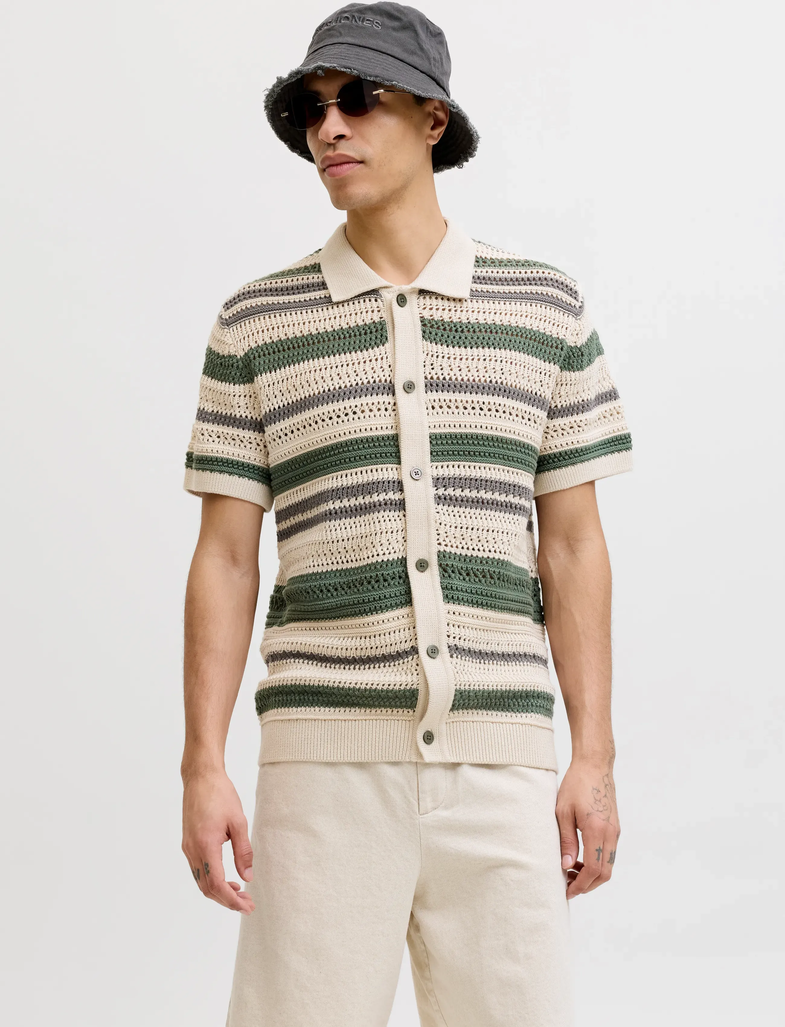 Jack & Jones JPRBLUHAMILTON BUTTON THROUGH POLO SS - Knitwear - LAUREL WREATH / multi