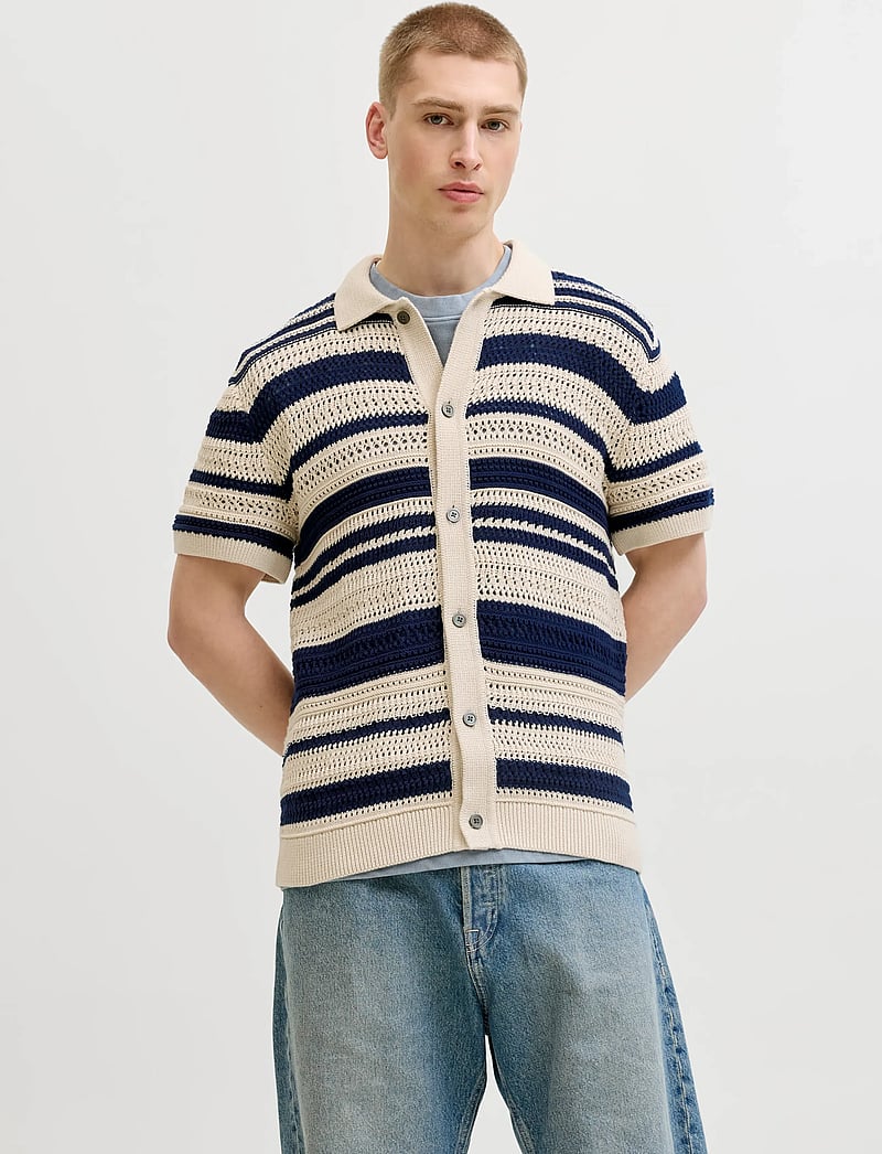 Jack & Jones - JPRBLUHAMILTON BUTTON THROUGH POLO SS - gestrickte polohemden - pageant blue - 0