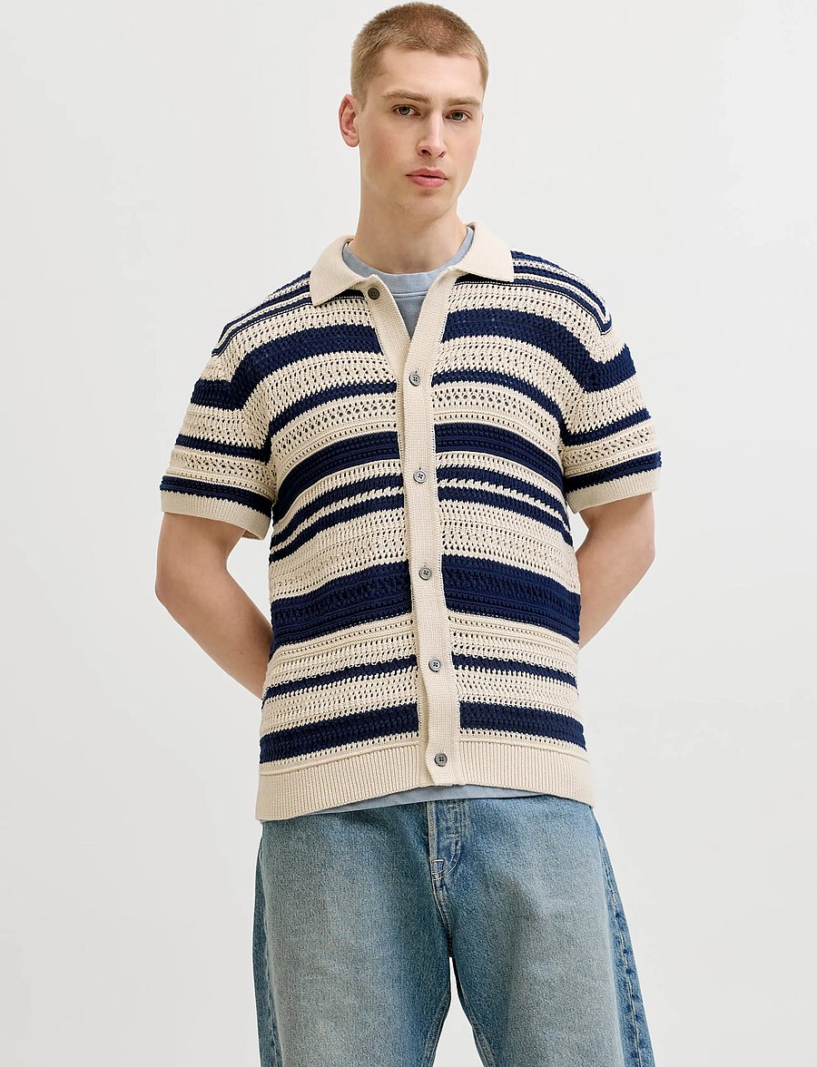 Jack & Jones - JPRBLUHAMILTON BUTTON THROUGH POLO SS - gestrickte polohemden - pageant blue - 0