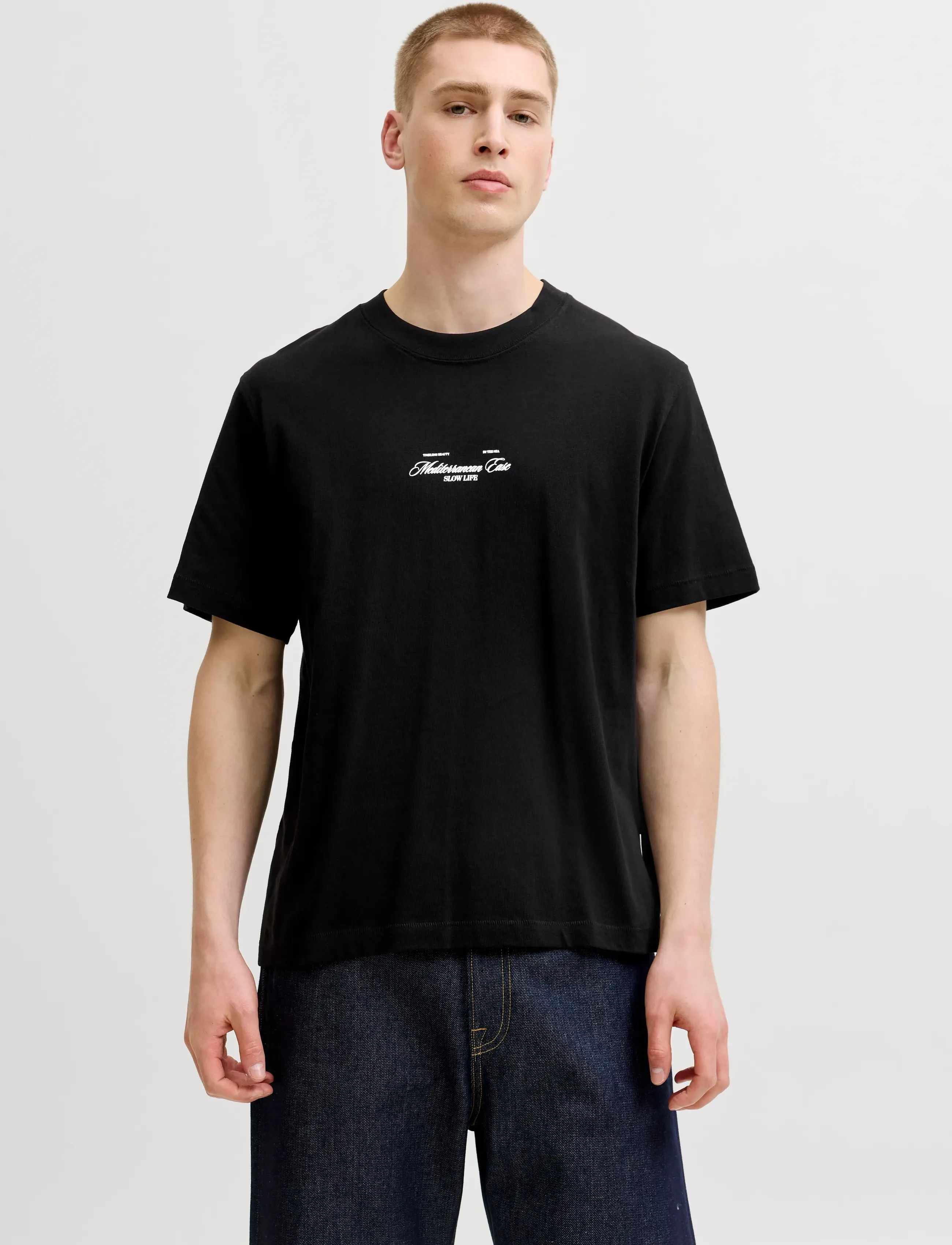 Jack & Jones Jorcassis Photo Back Tee Ss Crew Neck, XL, Black, T-Shirts > Kortærmede, Herre