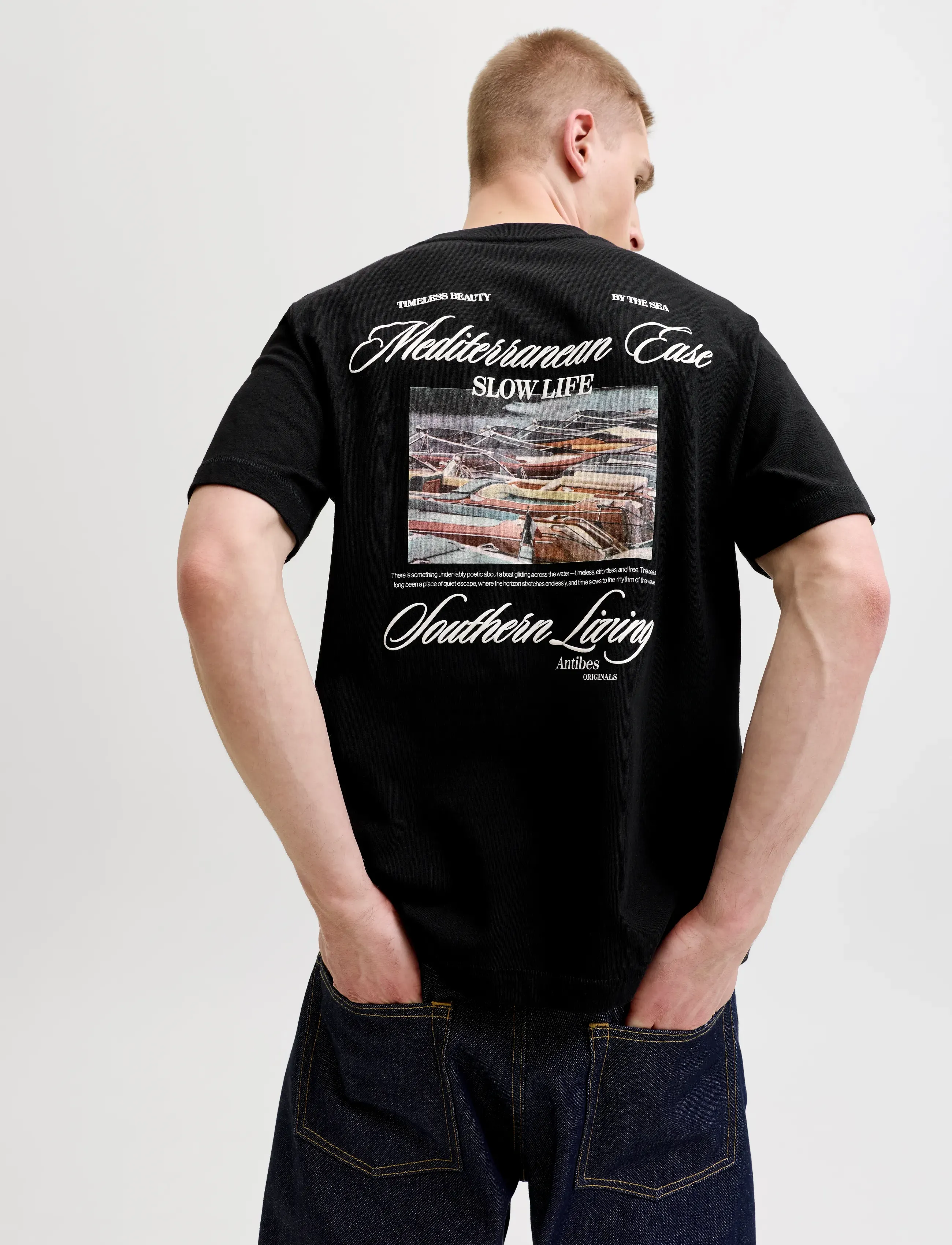 Jack & Jones - JORCASSIS PHOTO BACK TEE SS CREW NECK - kortärmade t-shirts - black - 5