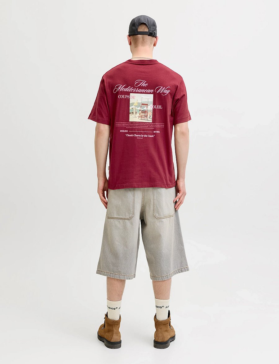 Jack & Jones - JORCASSIS PHOTO BACK TEE SS CREW NECK - lühikeste varrukatega t-särgid - cabernet - 3