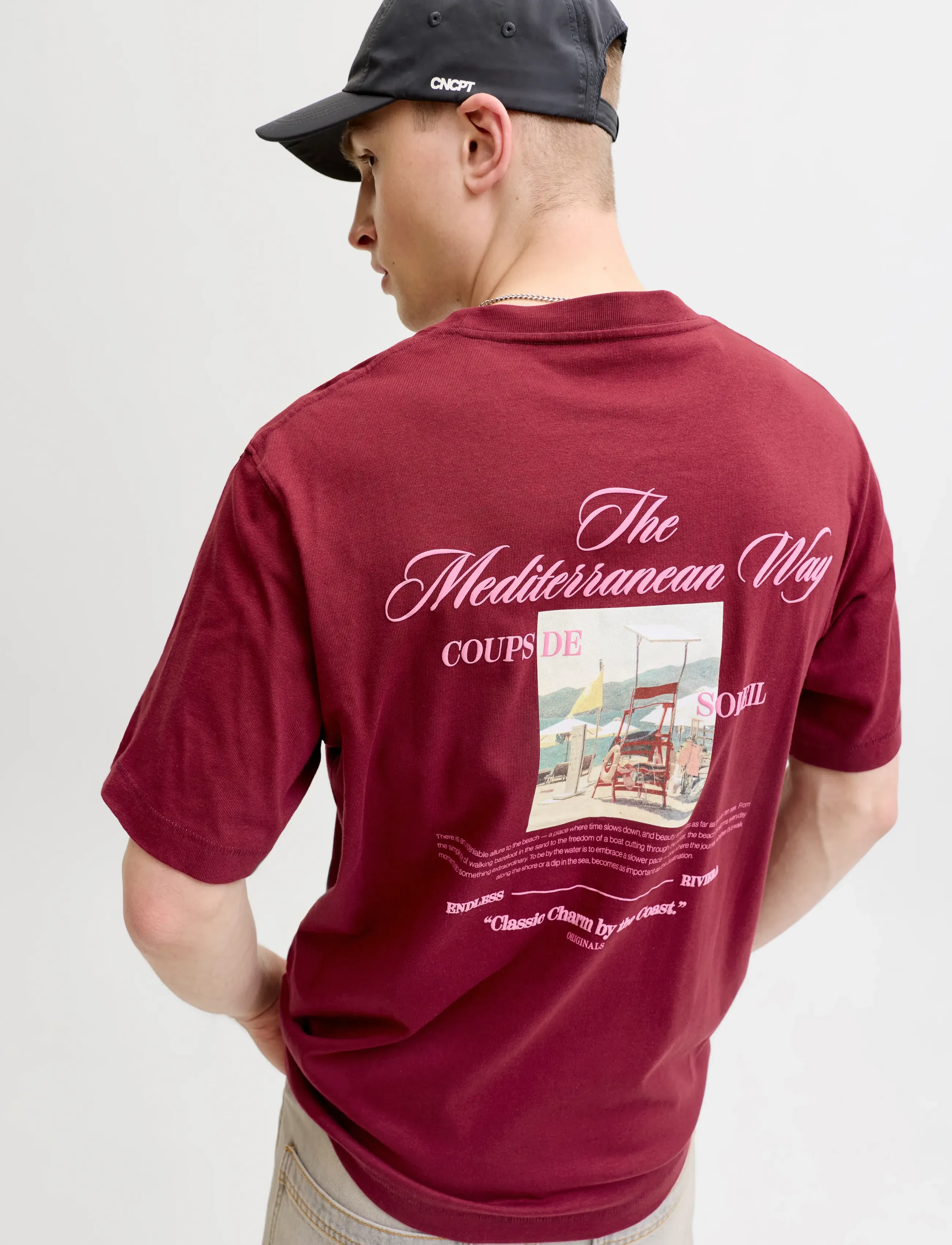 Jack & Jones - JORCASSIS PHOTO BACK TEE SS CREW NECK - short-sleeved t-shirts - cabernet - 5