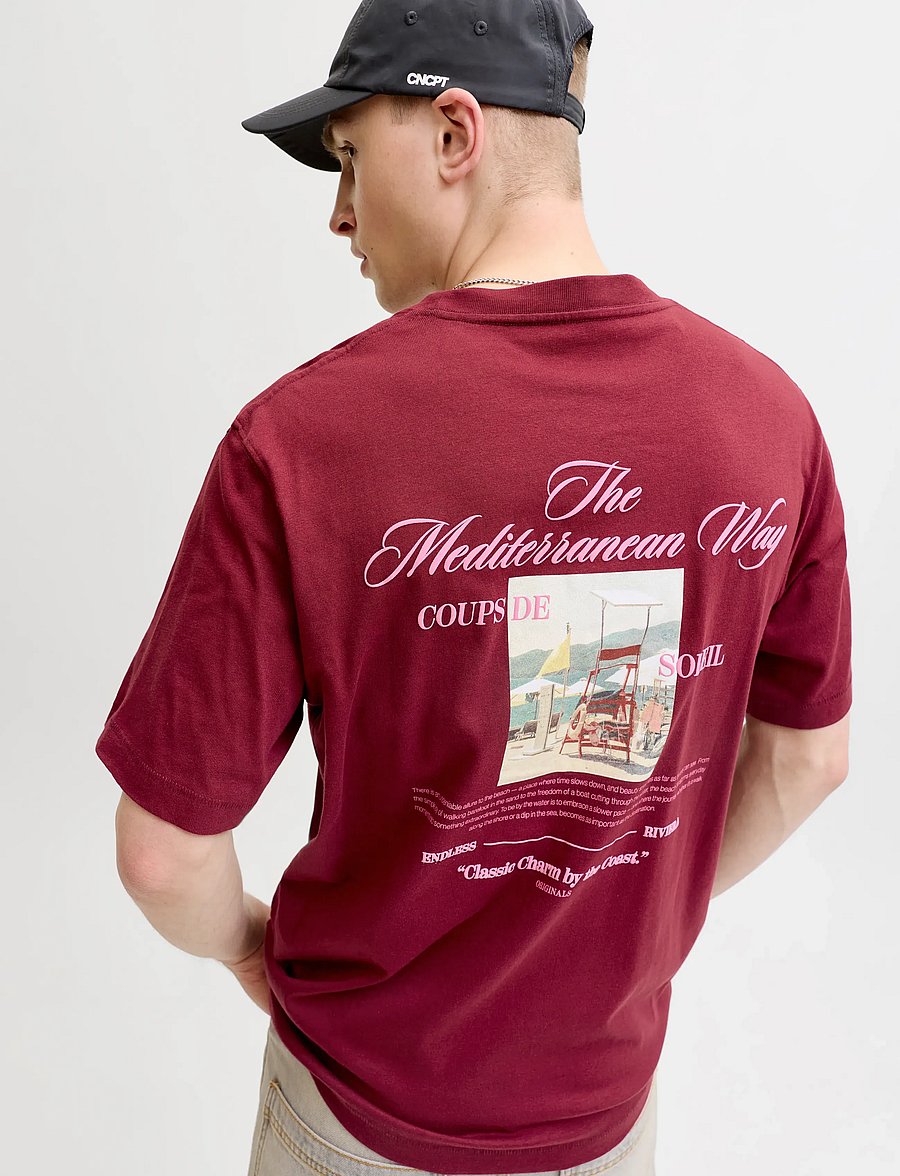 Jack & Jones - JORCASSIS PHOTO BACK TEE SS CREW NECK - lühikeste varrukatega t-särgid - cabernet - 5