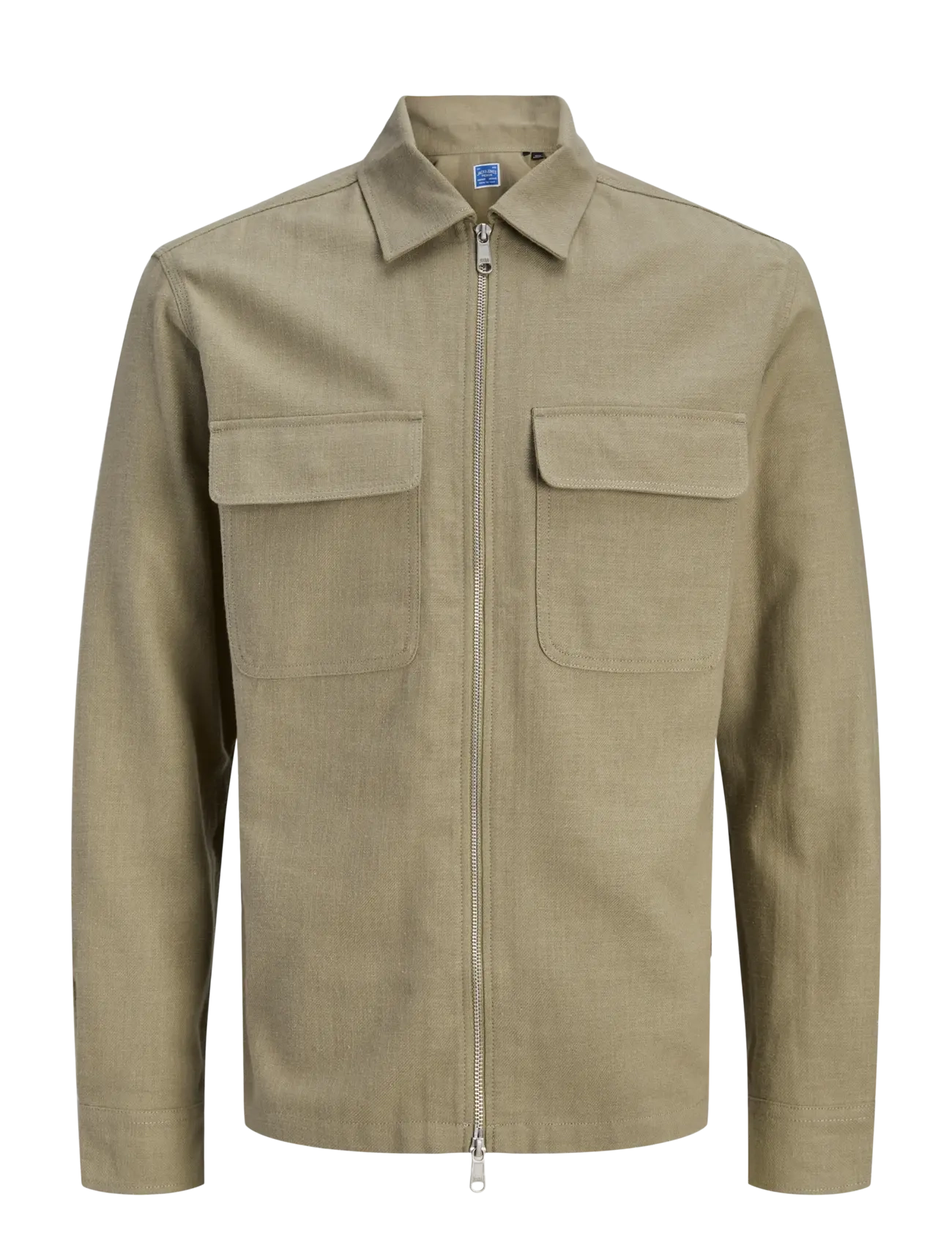 Jack & Jones JPRBLURAYLE LINEN BLEND ZIP LS SHIRT SMU - Overshirts - MERMAID / khaki/green