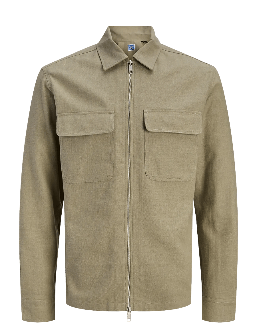 Jack & Jones - JPRBLURAYLE LINEN BLEND ZIP LS SHIRT SMU - kollektioner - mermaid - 1