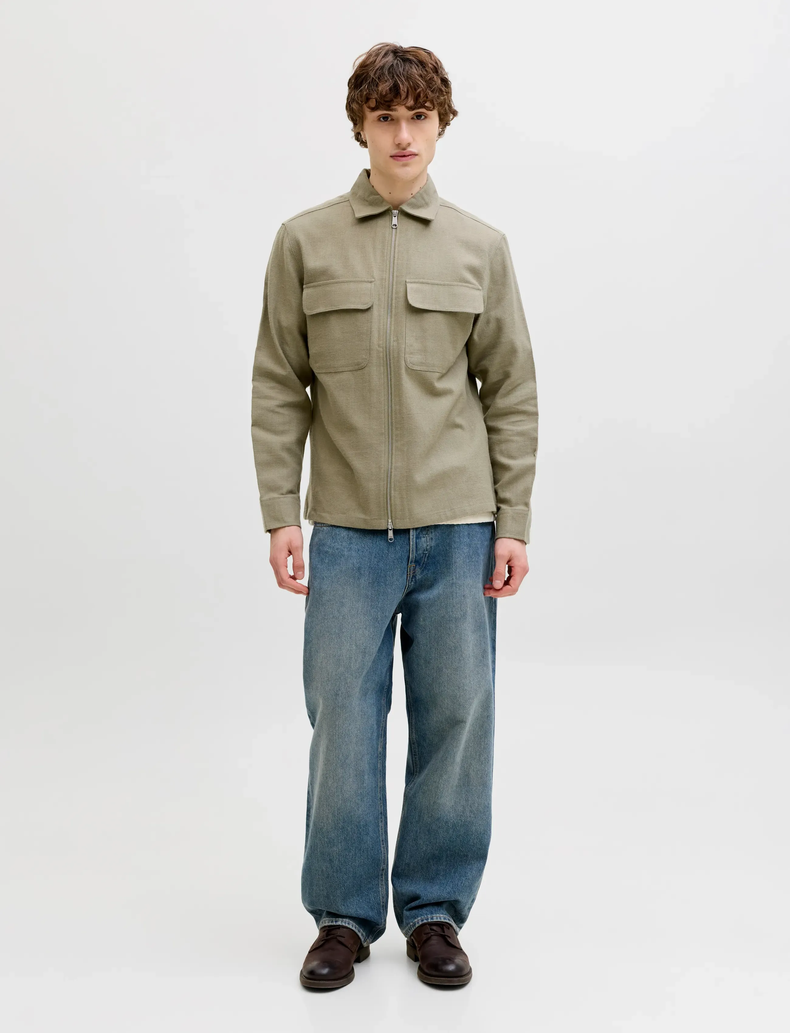 Jack & Jones - JPRBLURAYLE LINEN BLEND ZIP LS SHIRT SMU - kollektioner - mermaid - 3