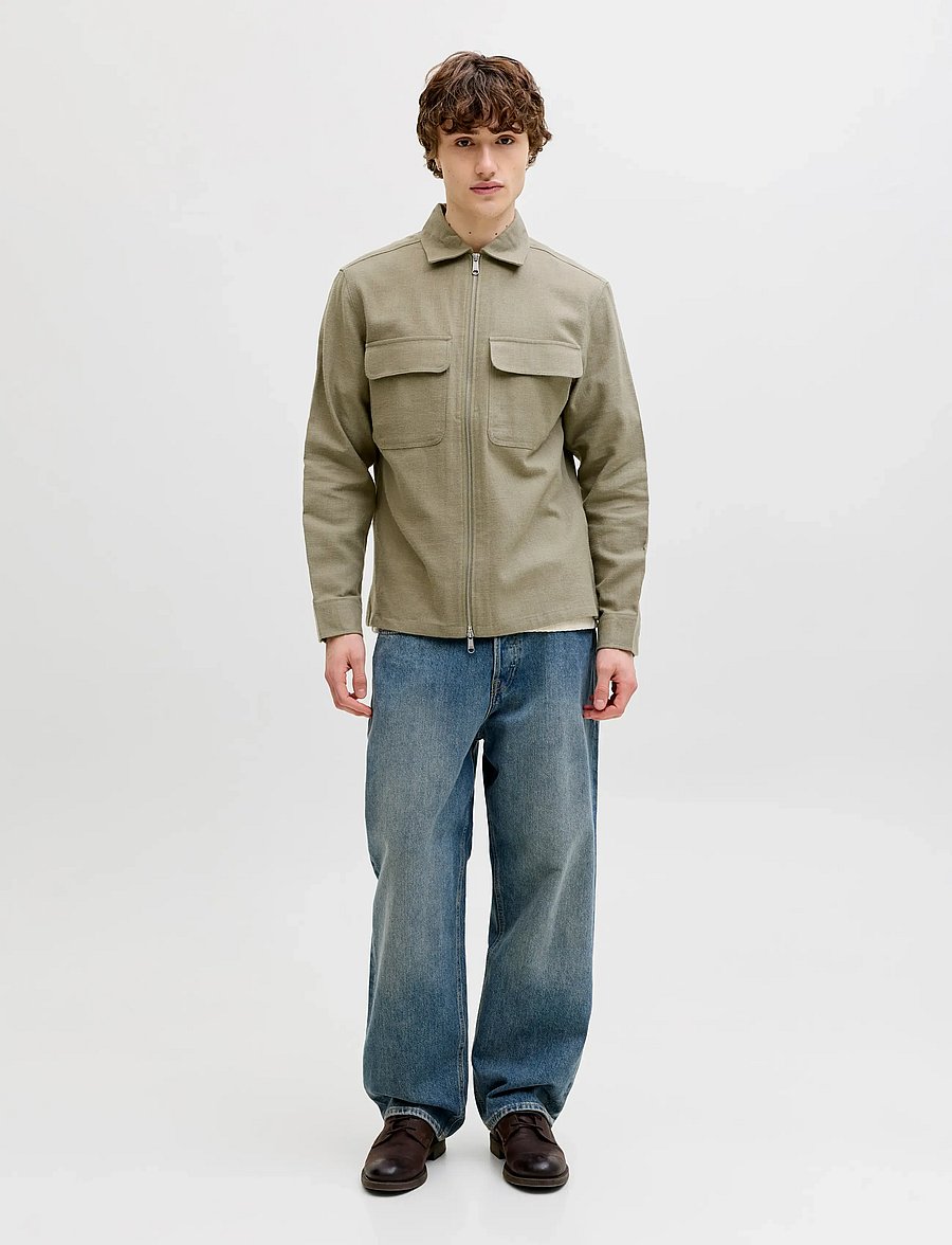 Jack & Jones - JPRBLURAYLE LINEN BLEND ZIP LS SHIRT SMU - kollektioner - mermaid - 3