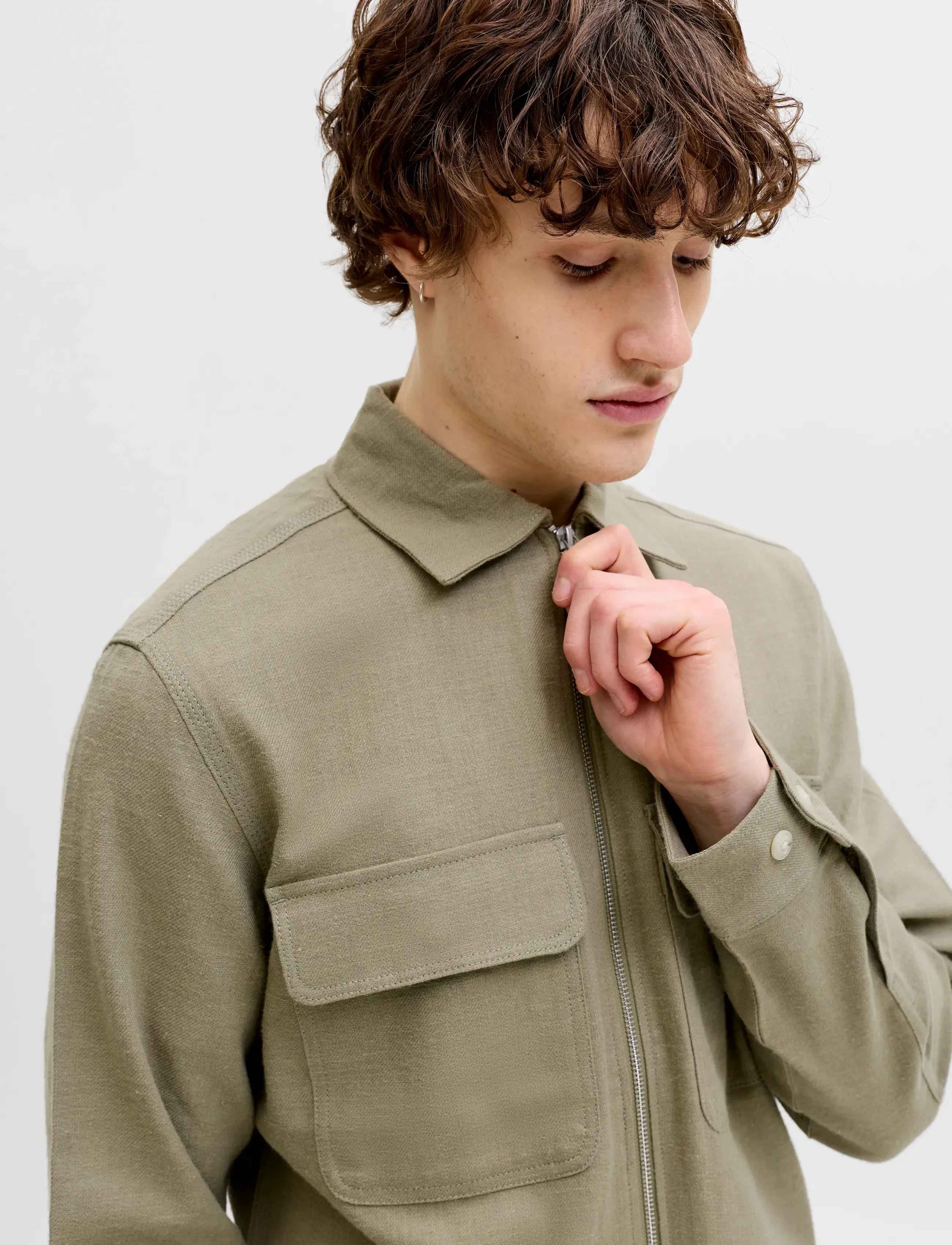 Jack & Jones - JPRBLURAYLE LINEN BLEND ZIP LS SHIRT SMU - kollektioner - mermaid - 4