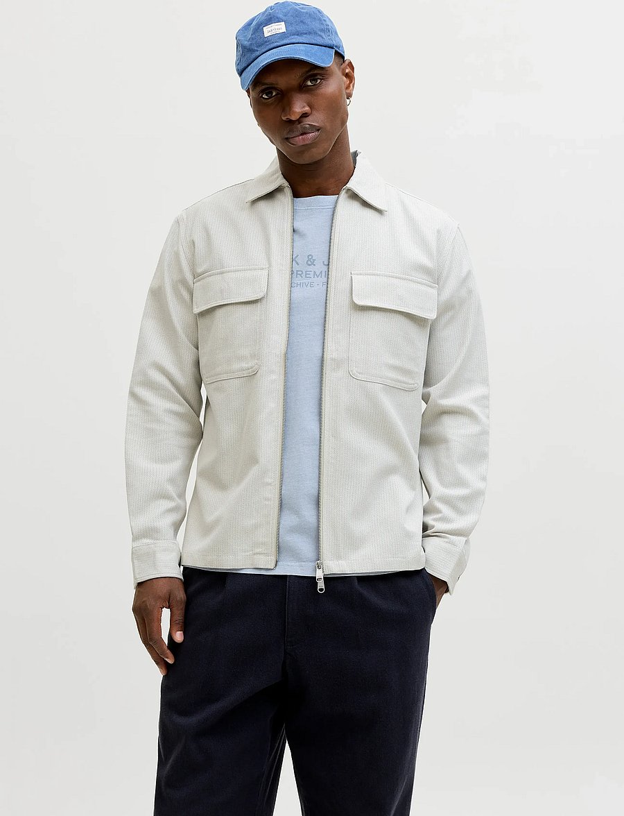 Jack & Jones - JPRBLURAYLE LINEN BLEND ZIP LS SHIRT SMU - kollektionen - moonstruck - 0
