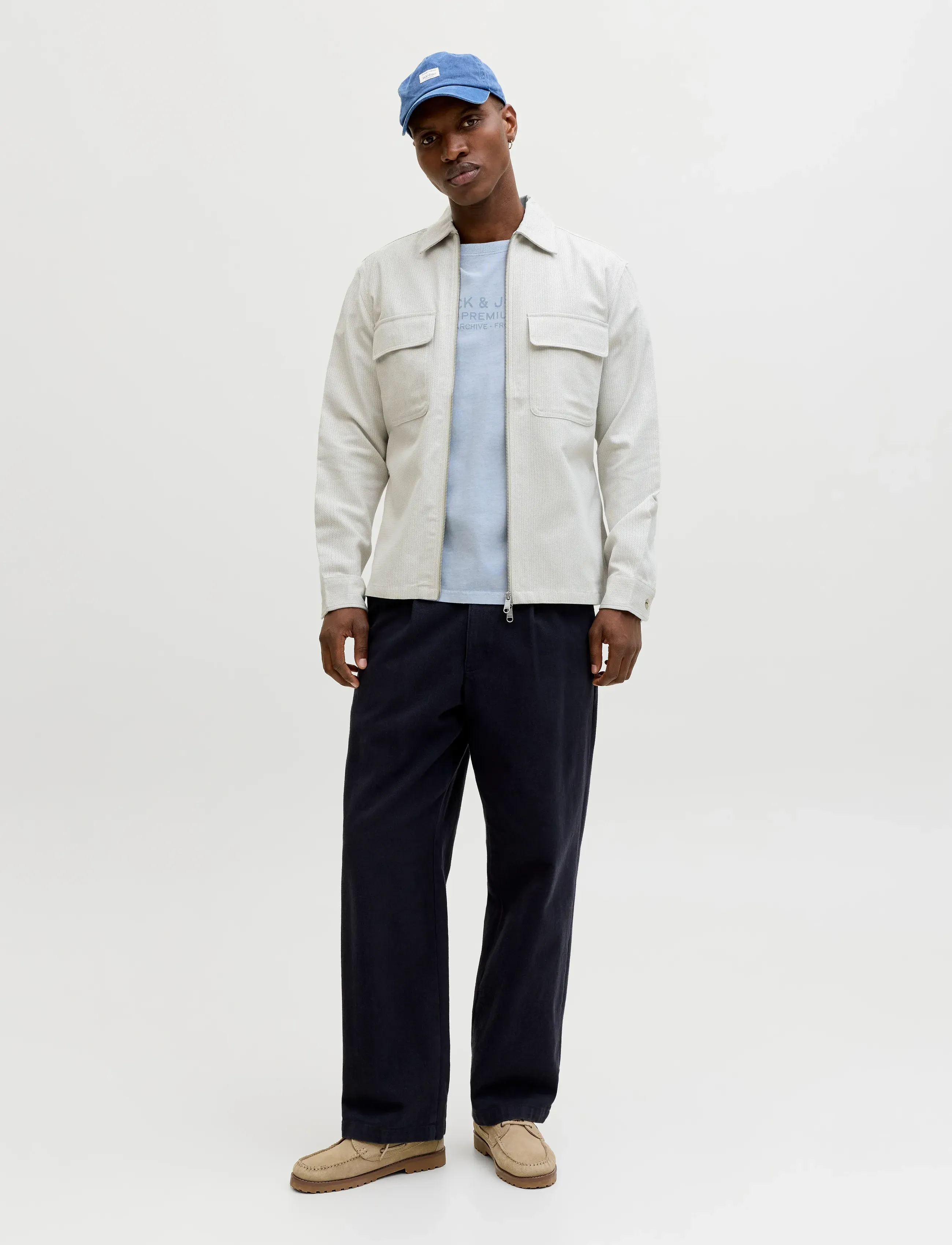 Jack & Jones - JPRBLURAYLE LINEN BLEND ZIP LS SHIRT SMU - collections - moonstruck - 3
