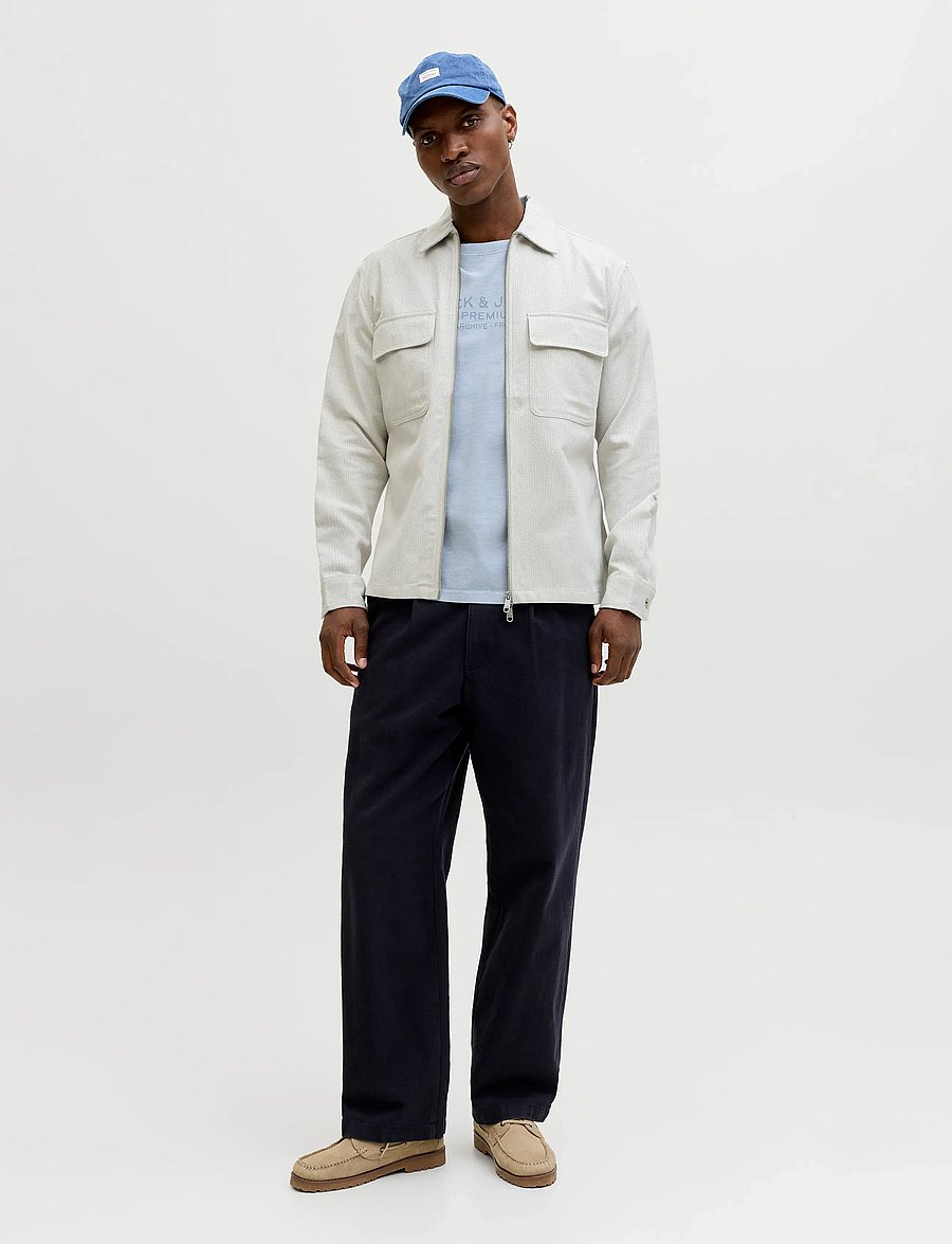 Jack & Jones - JPRBLURAYLE LINEN BLEND ZIP LS SHIRT SMU - kollektionen - moonstruck - 3
