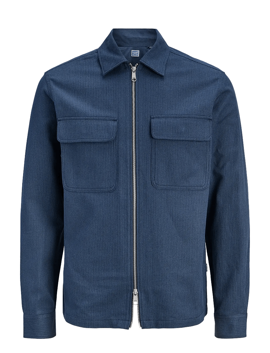 Jack & Jones - JPRBLURAYLE LINEN BLEND ZIP LS SHIRT SMU - kollektioner - sky captain - 1
