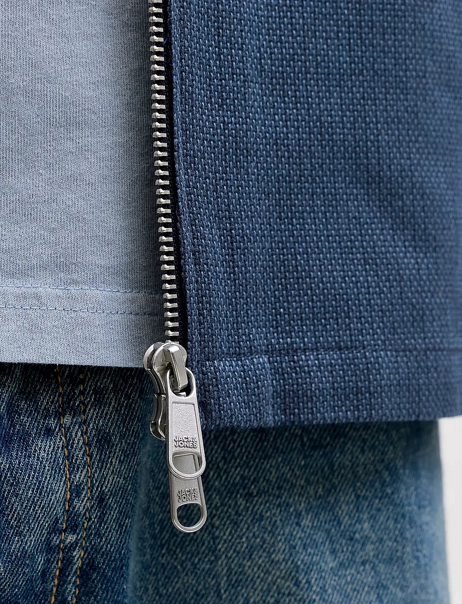 Jack & Jones - JPRBLURAYLE LINEN BLEND ZIP LS SHIRT SMU - kollektioner - sky captain - 5
