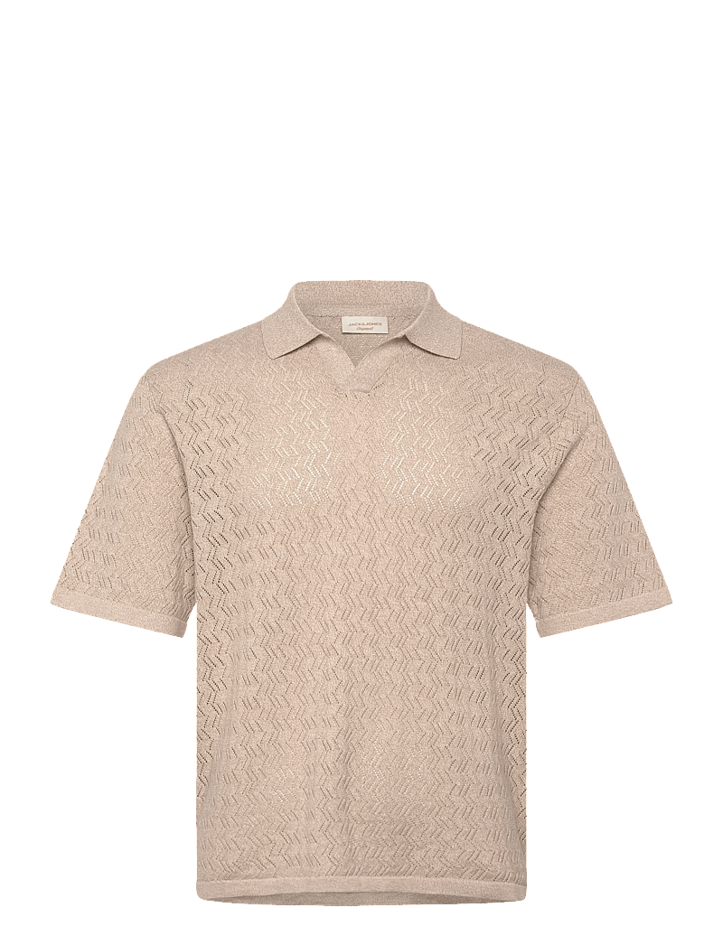 Jack & Jones - JORTYLER KNIT SS SPLIT NECK POLO SN - kootud polosärgid - feather gray - 0