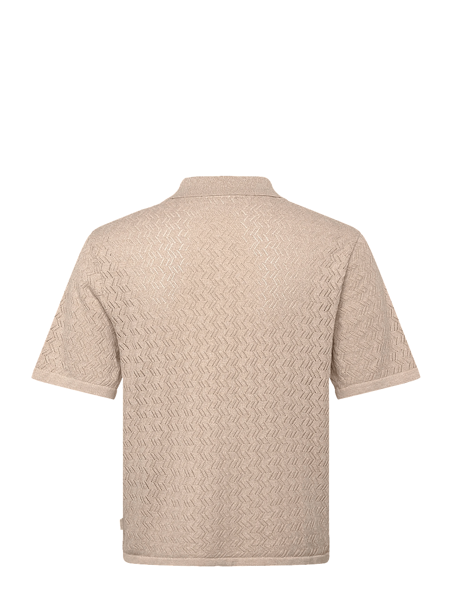 Jack & Jones - JORTYLER KNIT SS SPLIT NECK POLO SN - stickade pikéer - feather gray - 1