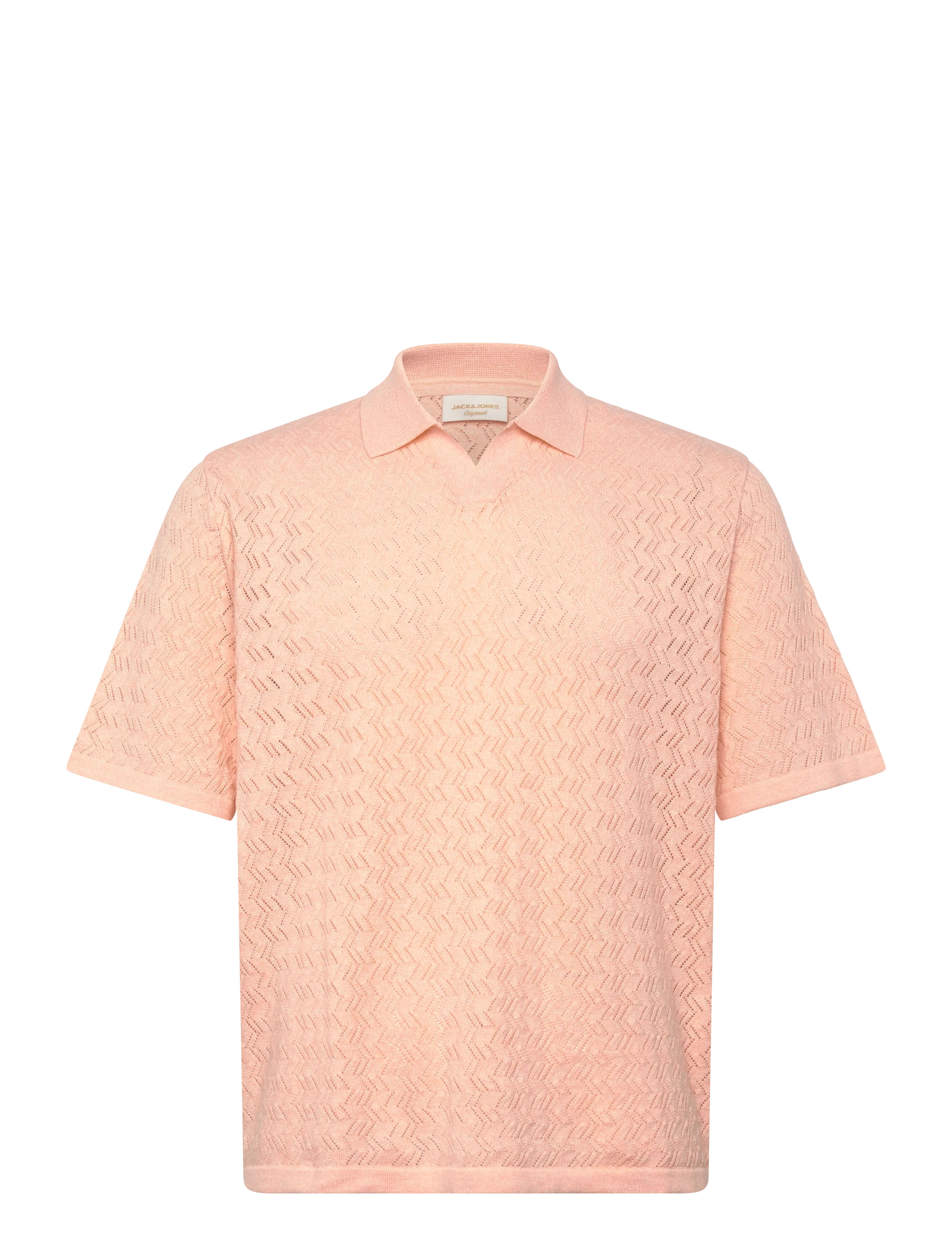 Jack & Jones Jortyler Knit Ss Split Neck Polo Sn, M, Polos, Koralle - Short-sleeved, Männerswear