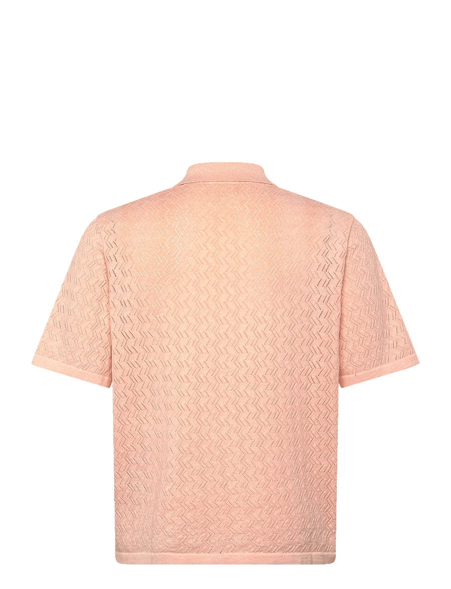 Jack & Jones - JORTYLER KNIT SS SPLIT NECK POLO SN - gestrickte polohemden - peach melba - 1