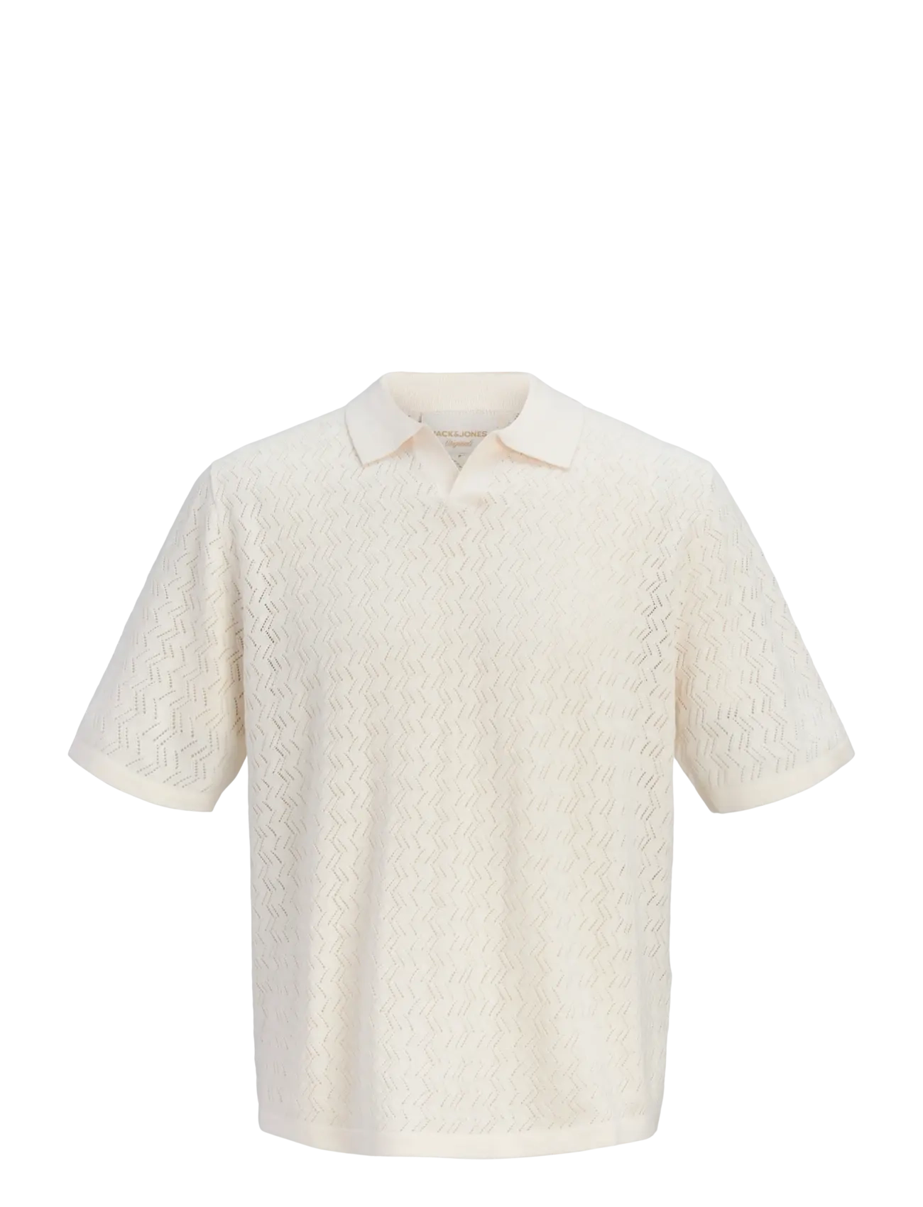 JACK & JONES Jortyler Knit Ss Split Neck Polo Sn Cream - M - Herren