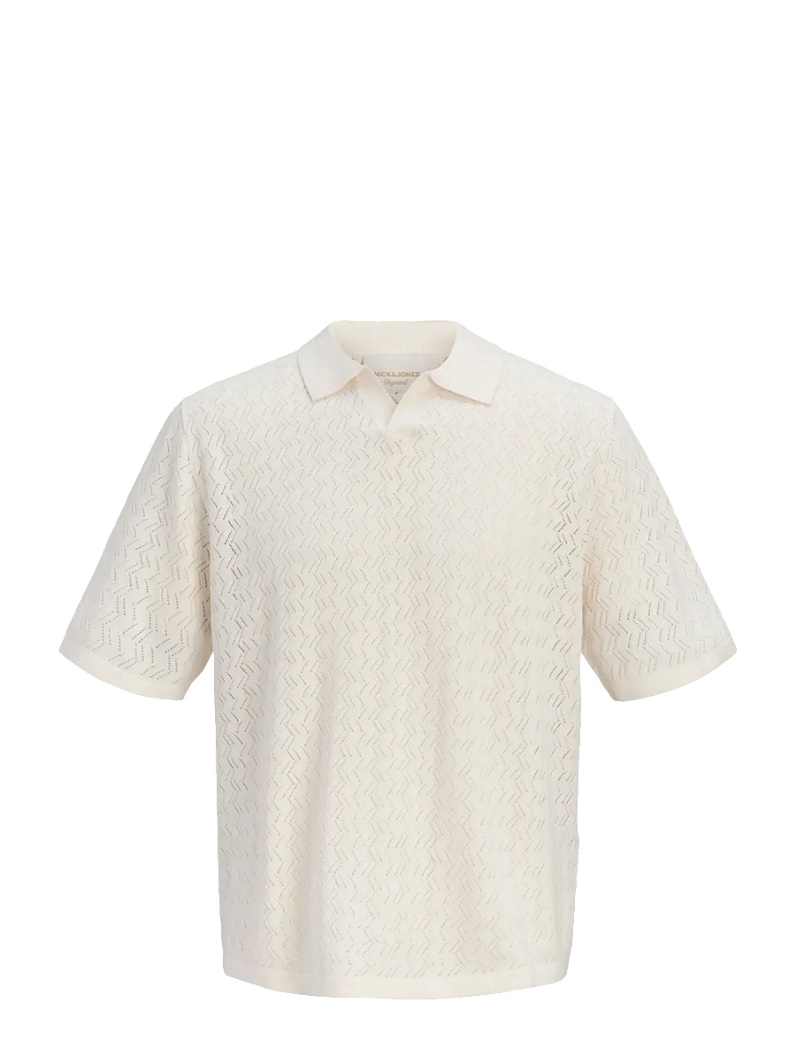 Jack & Jones - JORTYLER KNIT SS SPLIT NECK POLO SN - stickade pikéer - sea salt - 1